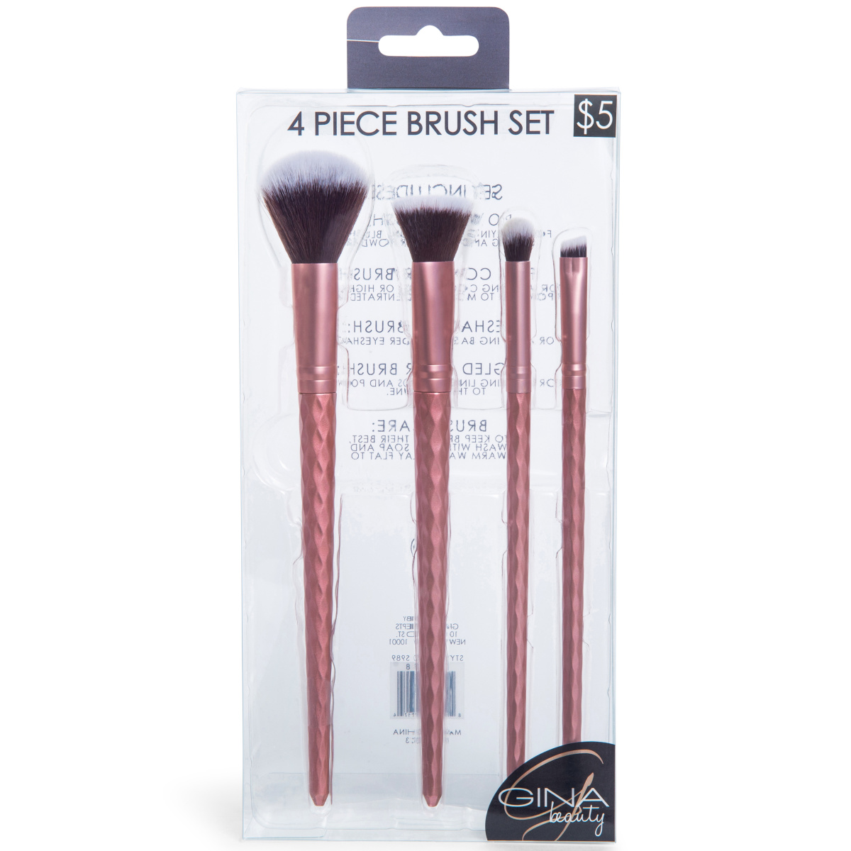 Metallic Pink Makeup Brush 4-Piece Set