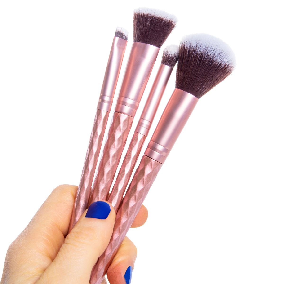 Metallic Pink Makeup Brush 4-Piece Set