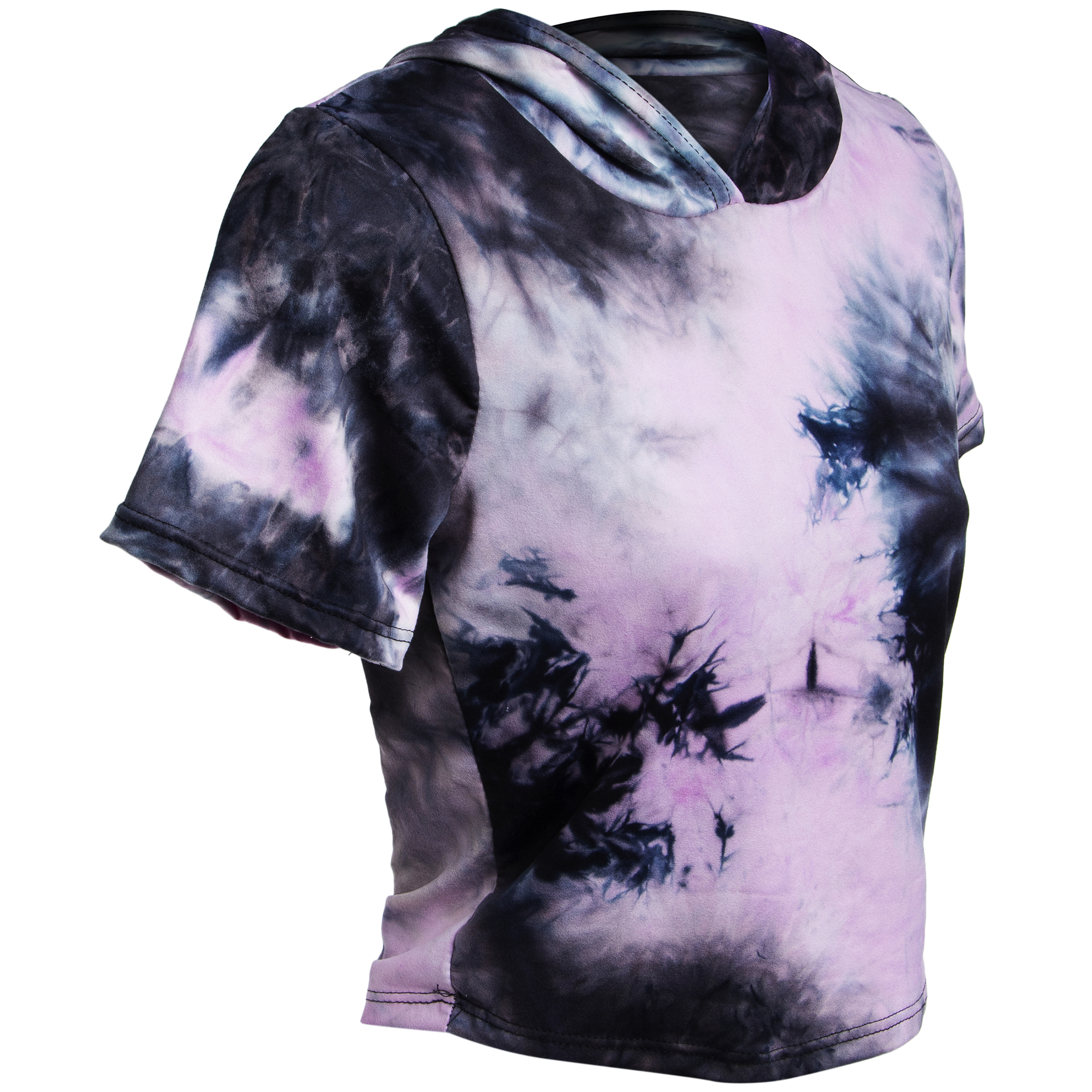 Pink Tie-Dye Crop Top With Hood