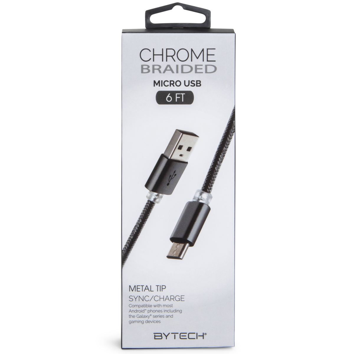 6ft Chrome Braided Micro USB Cable