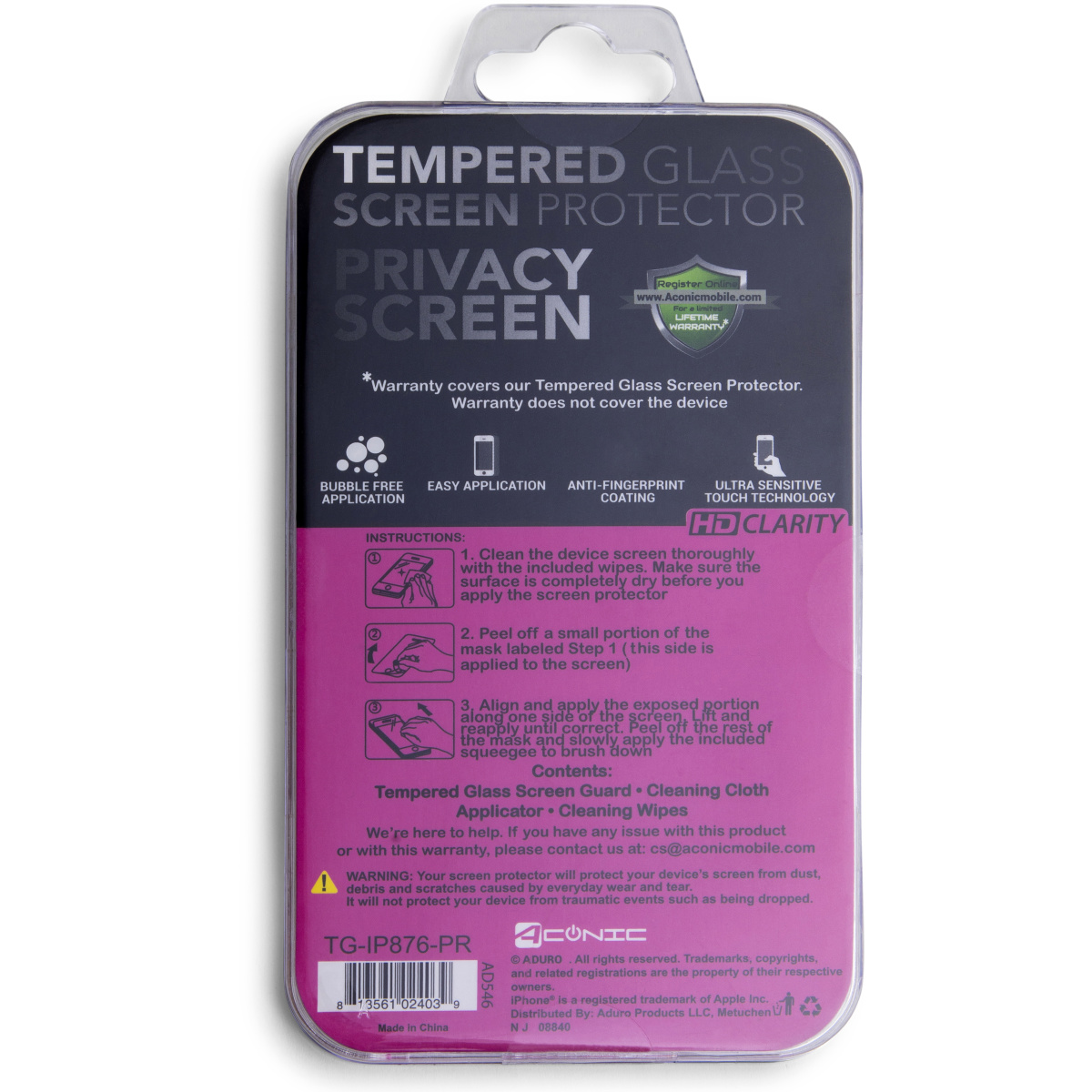 iPhone 8®/ 7®/ 6® Privacy Screen Tempered Glass Screen Protector