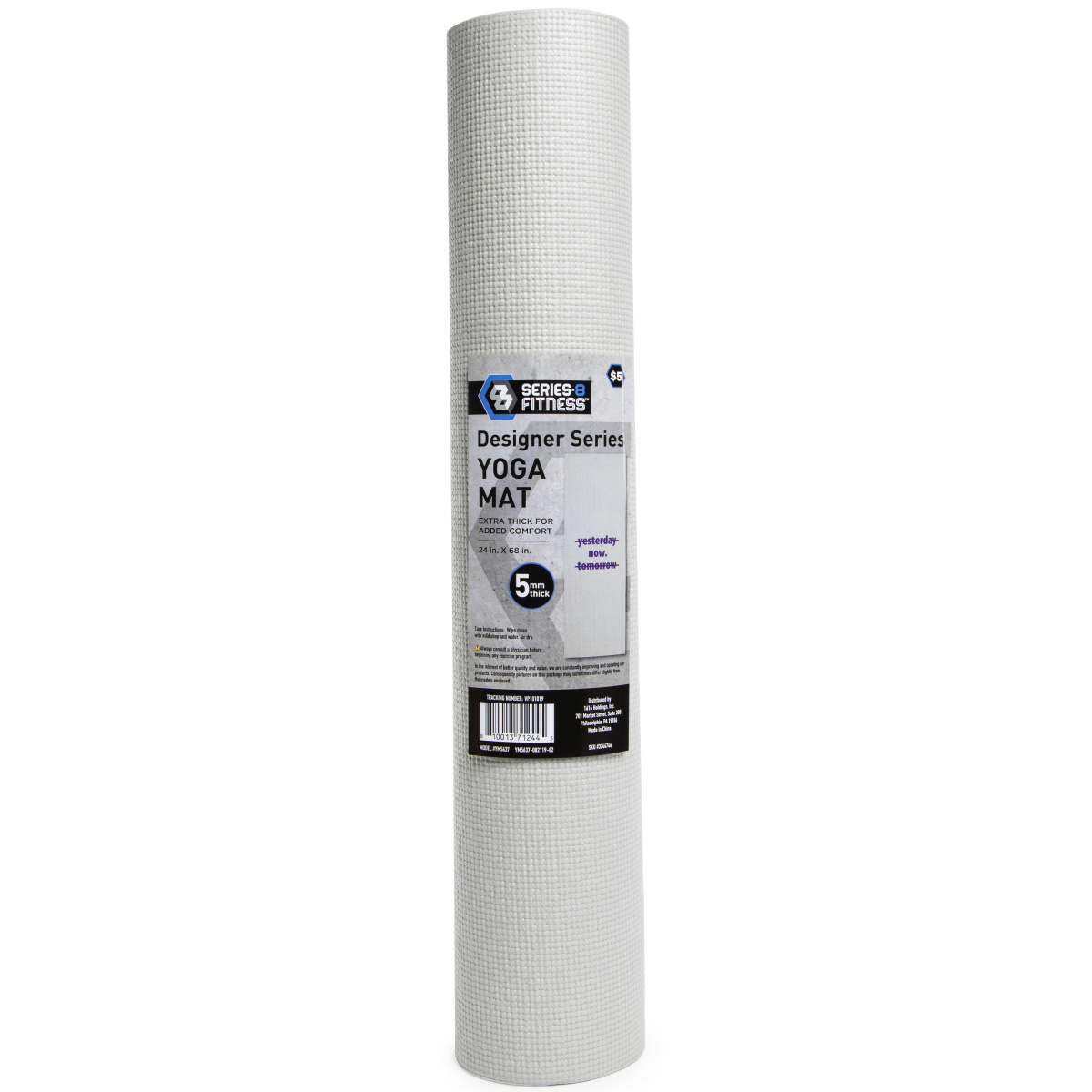 Series-8 Fitness™ 5Mm Thick  Designer Yoga Mat 24in x 68in - 'Now' Gray
