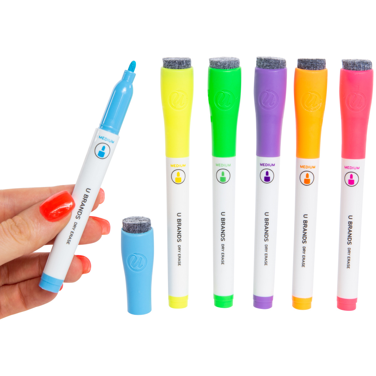 Neon Dry Erase Markers w/ Erasers 6-Count