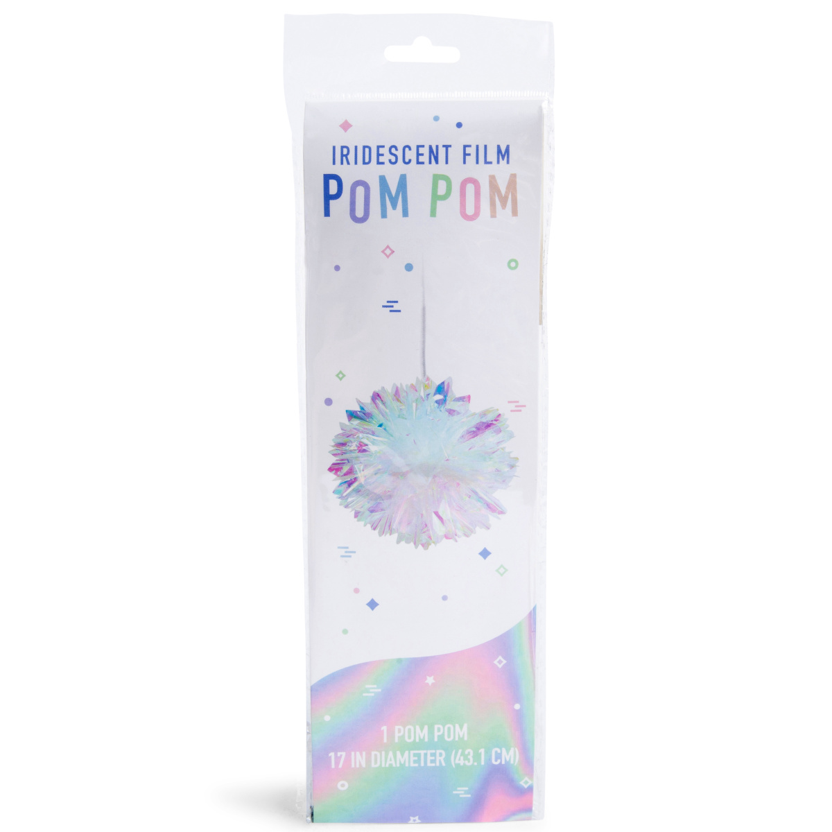 Iridescent Film Pom Pom Hanging Party Decoration 17in