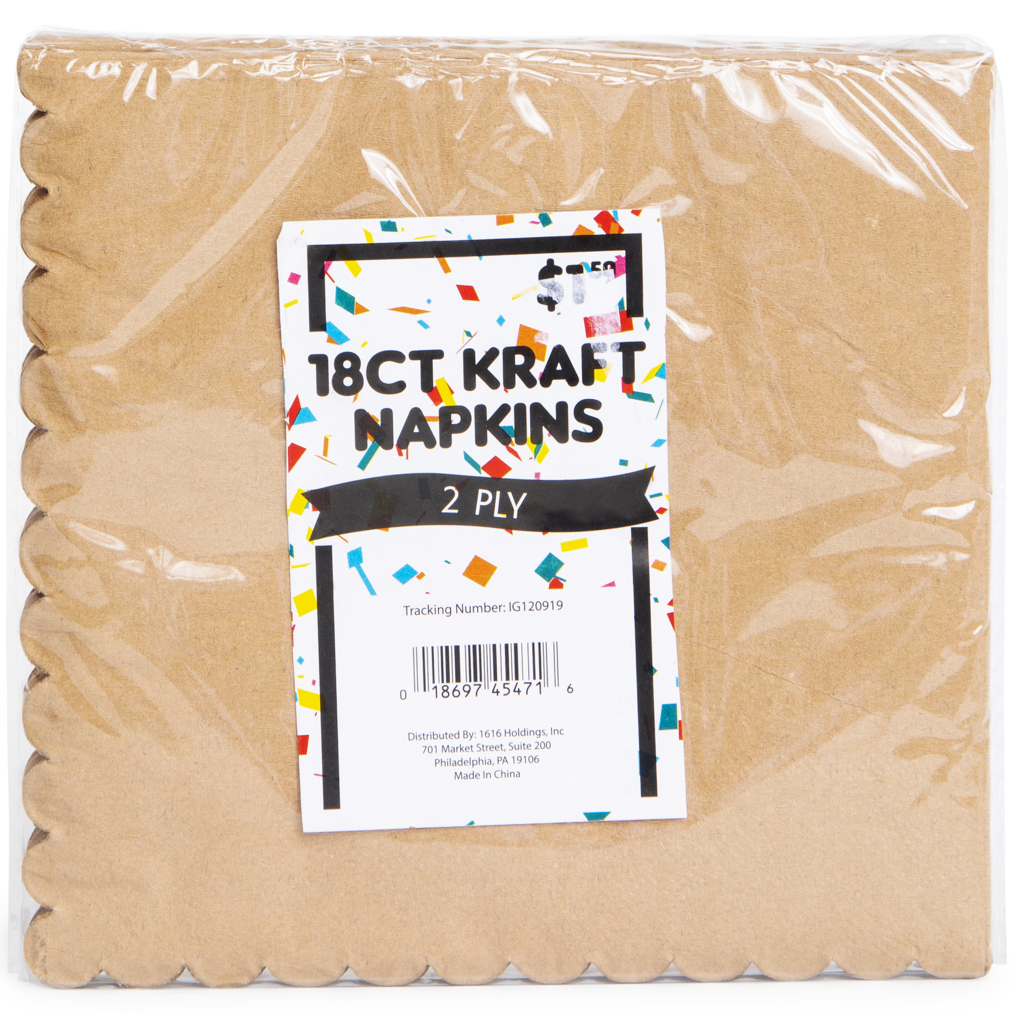 Brown Kraft Napkins 18-Count