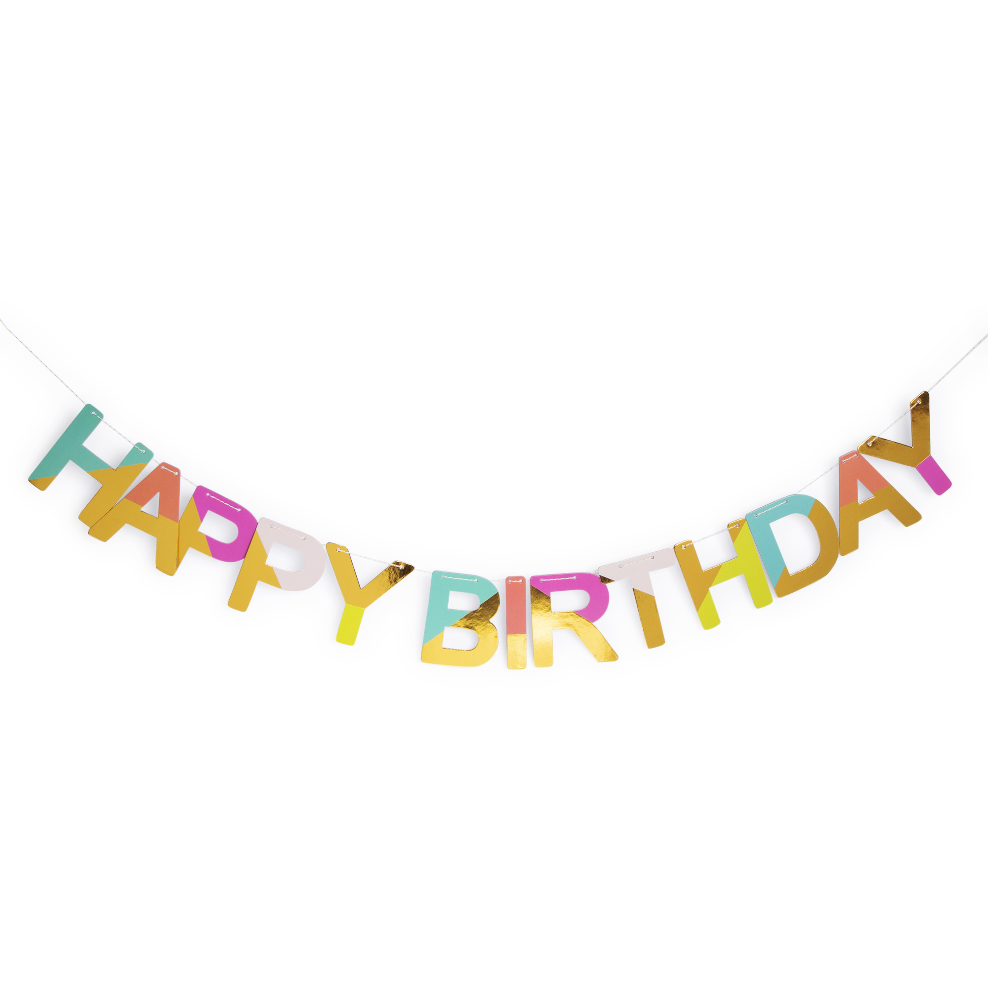 Gold & Color Block 'Happy Birthday' Banner 5ft