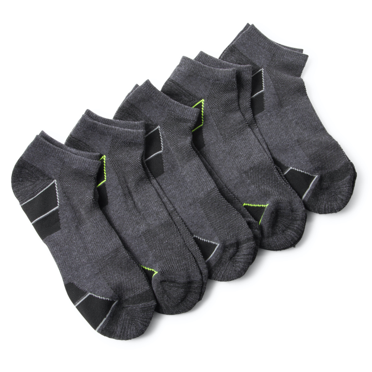 Series-8 Fitness™ Charcoal Gray Men’S Performance Low Cut Socks 5-Pack