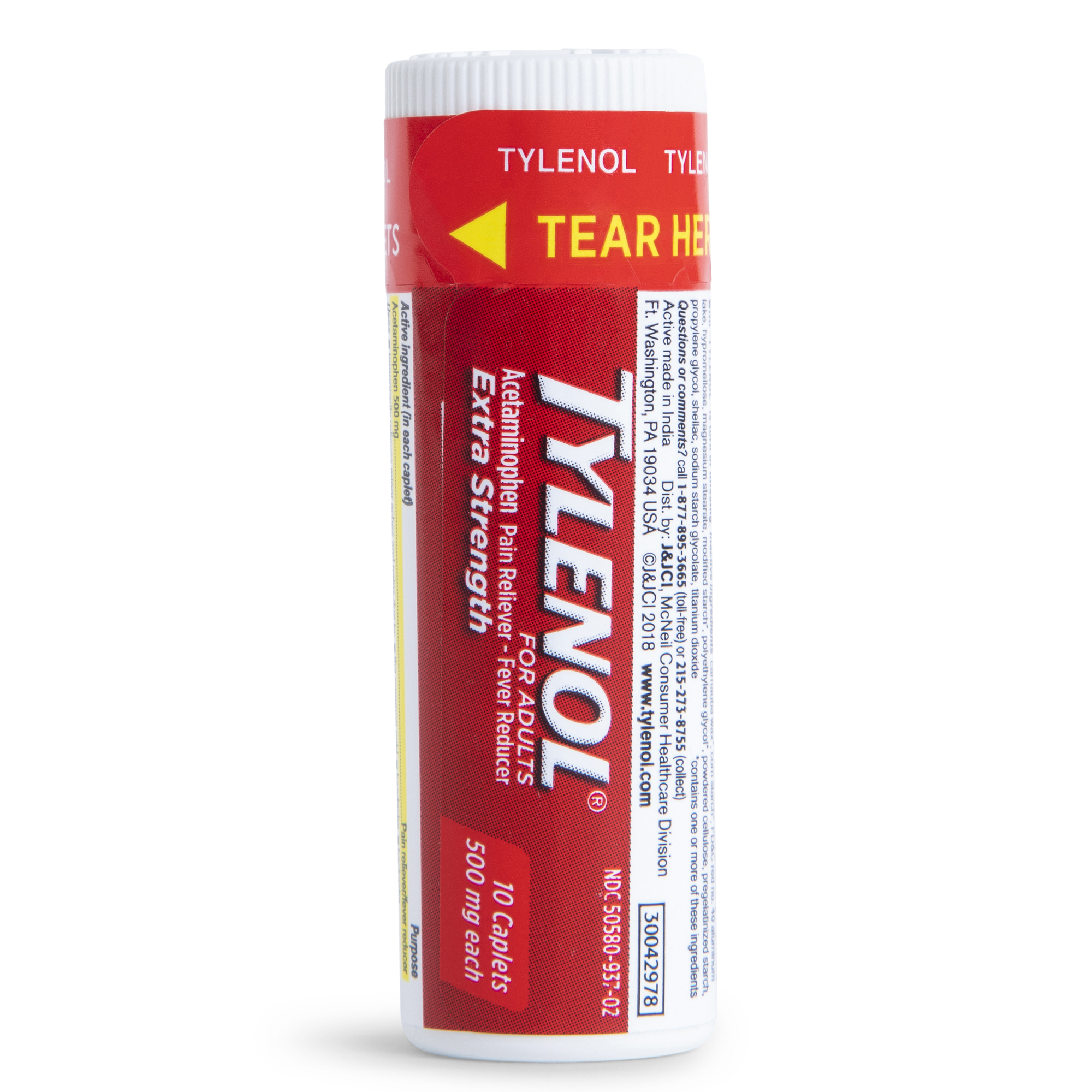 Extra Strength Tylenol® Travel Pack Acetaminophen 500Mg Caplets 10-Count