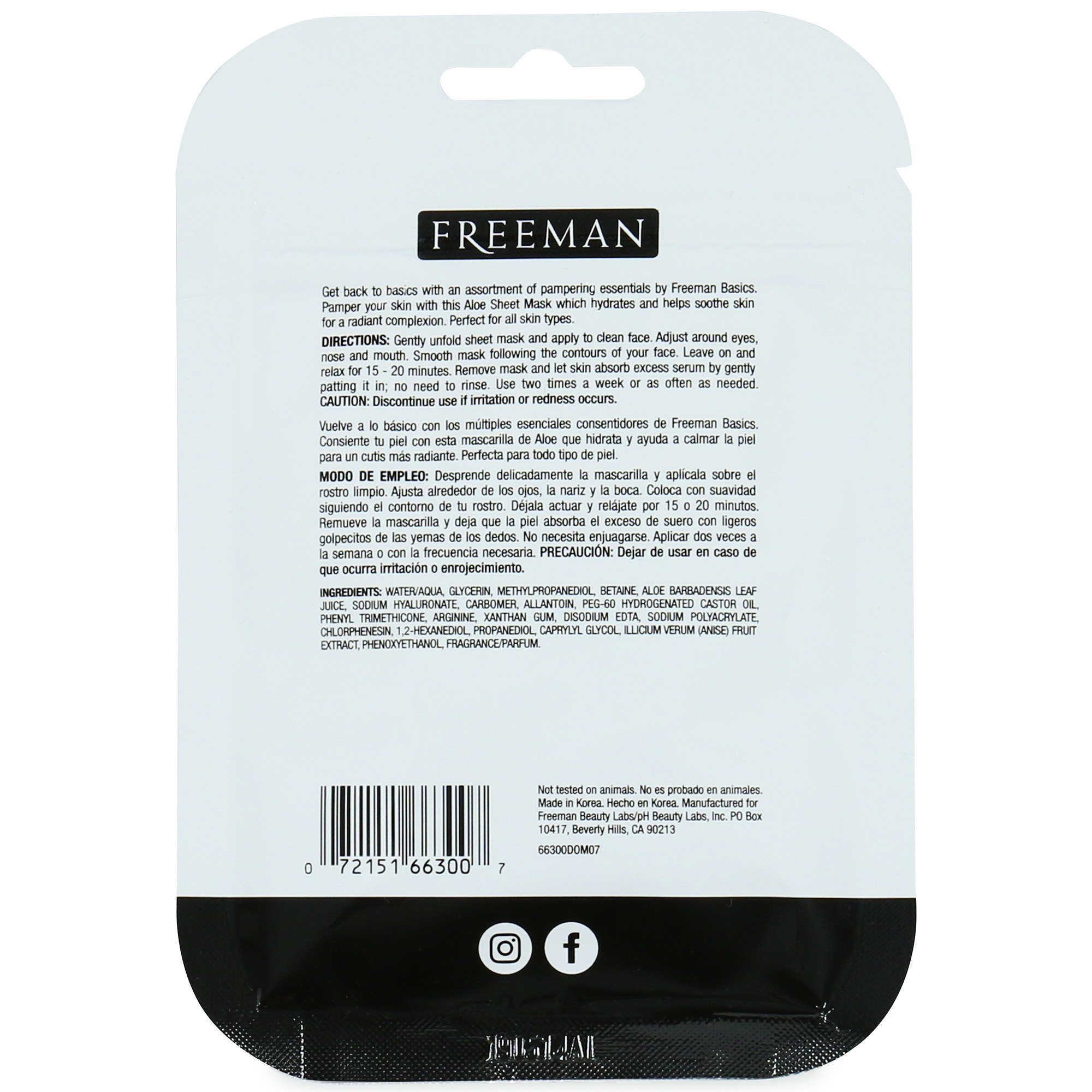 Freeman® Basics Hydrating Aloe Sheet Masks 2-Pack