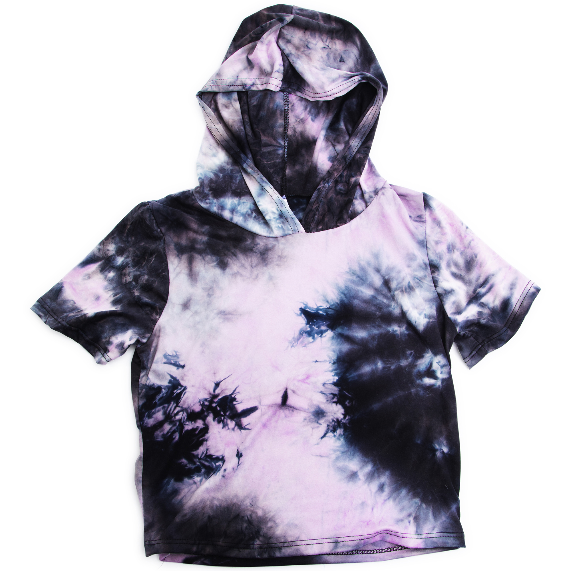 Pink Tie-Dye Crop Top With Hood