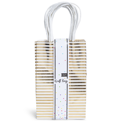 10-Pack Gold Pattern Gift Bags 8.5 x 5.5in