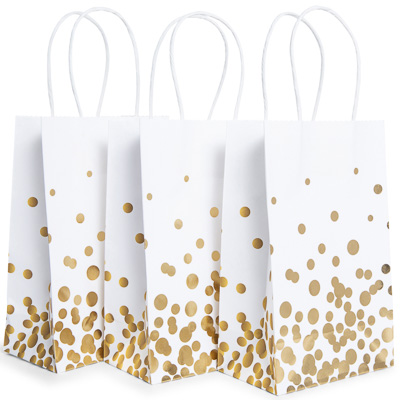 10-Pack Gold Pattern Gift Bags 8.5 x 5.5in