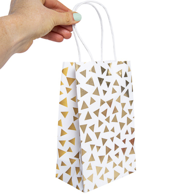 10-Pack Gold Pattern Gift Bags 8.5 x 5.5in