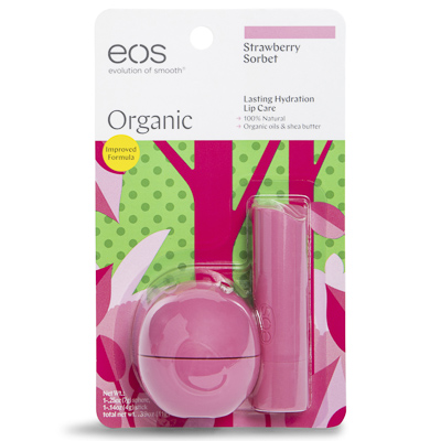 Eos® Organic Lip Balm Strawberry Sorbet 2-Pack