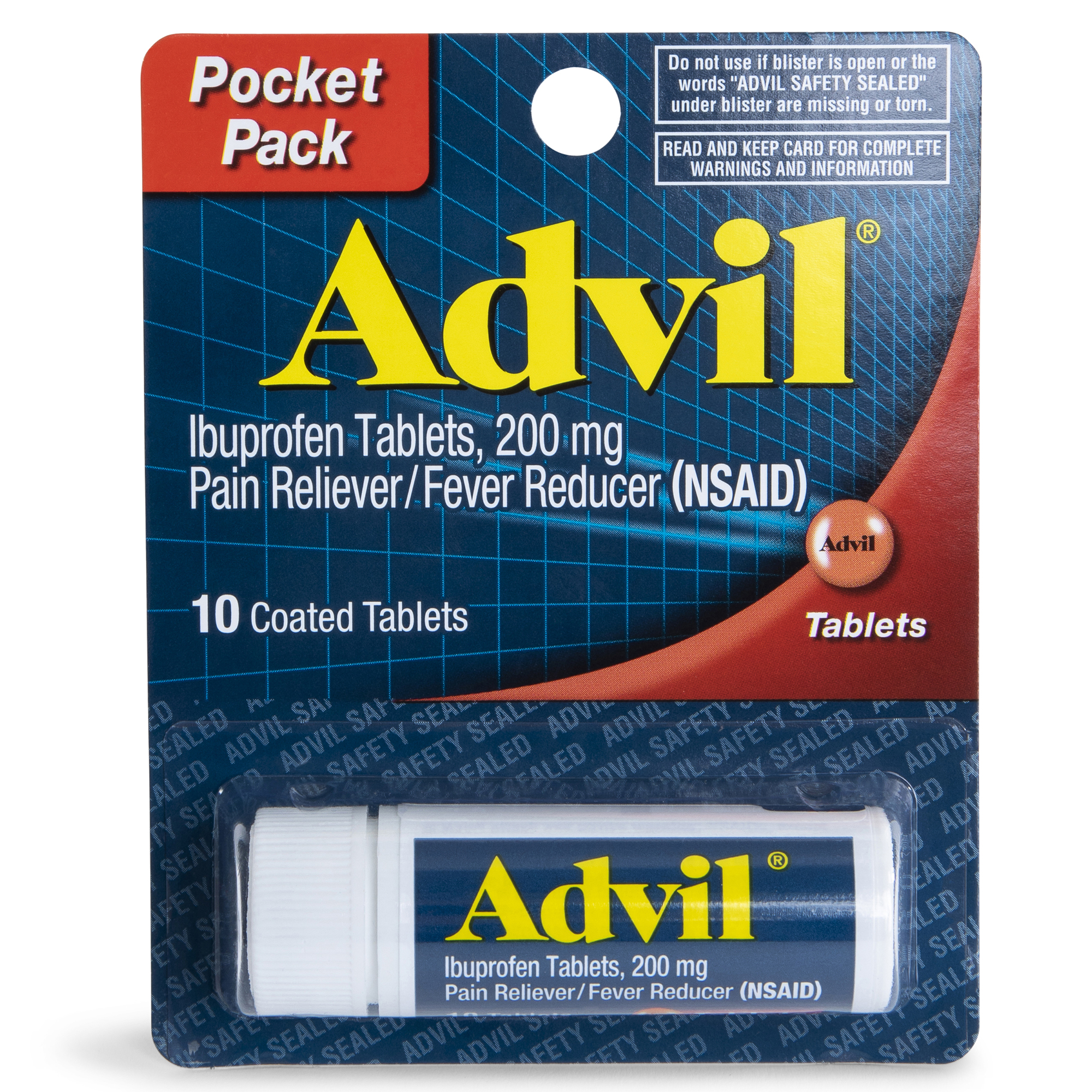 Advil® Pocket Pack Ibuprofen 200Mg Tablets 10-Count