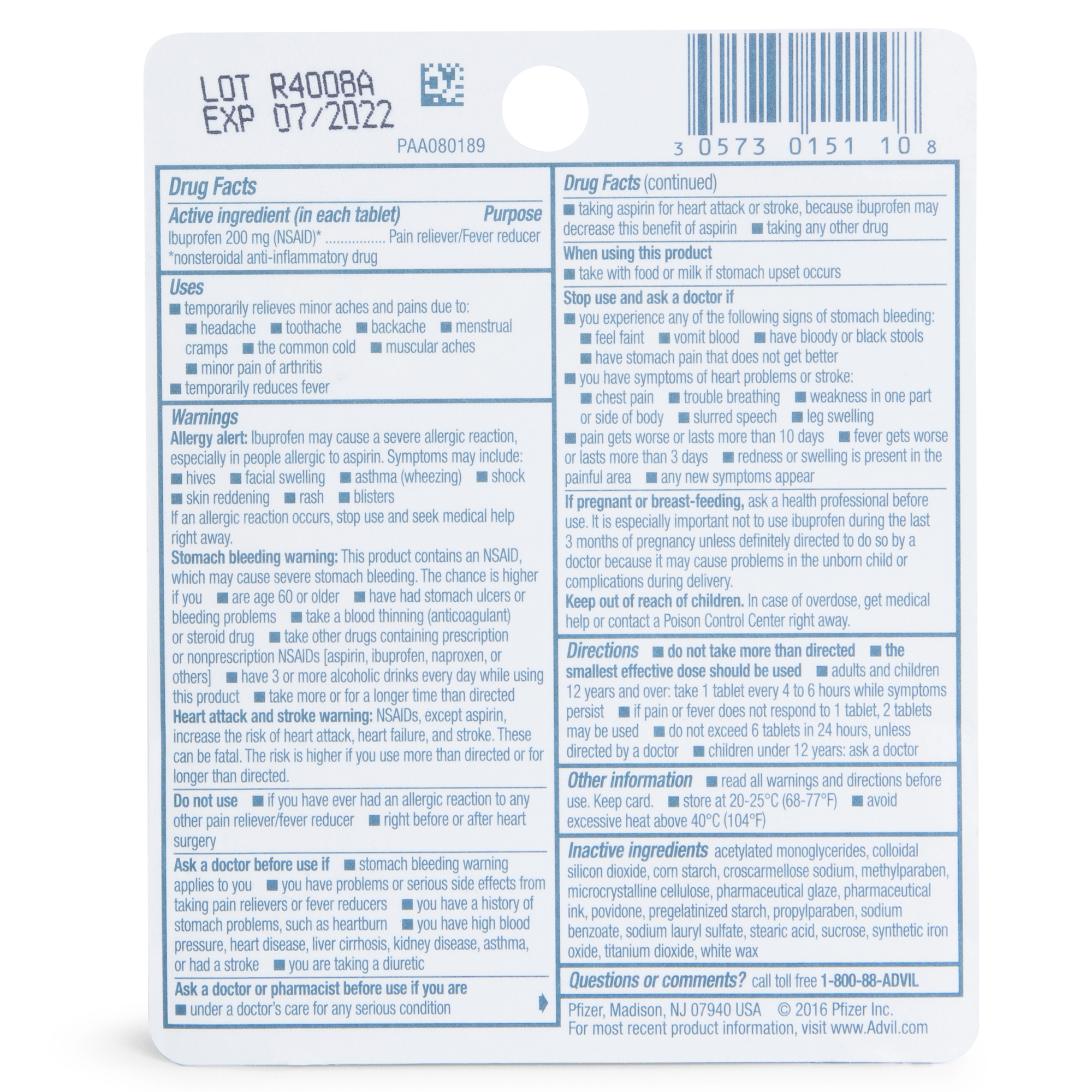 Advil® Pocket Pack Ibuprofen 200Mg Tablets 10-Count