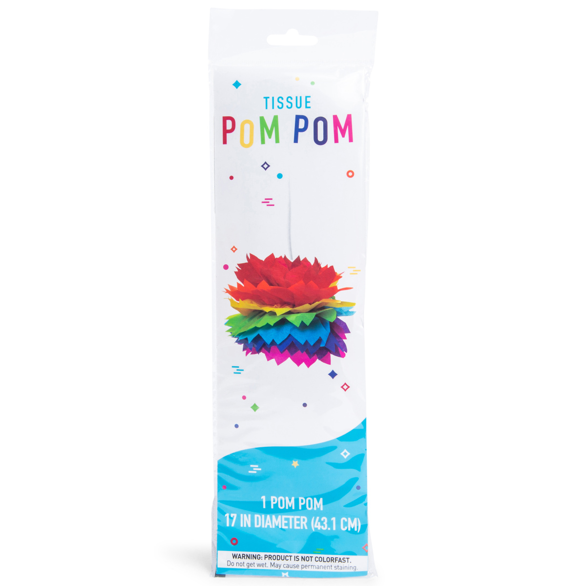 Rainbow Tissue Pom Pom 17in
