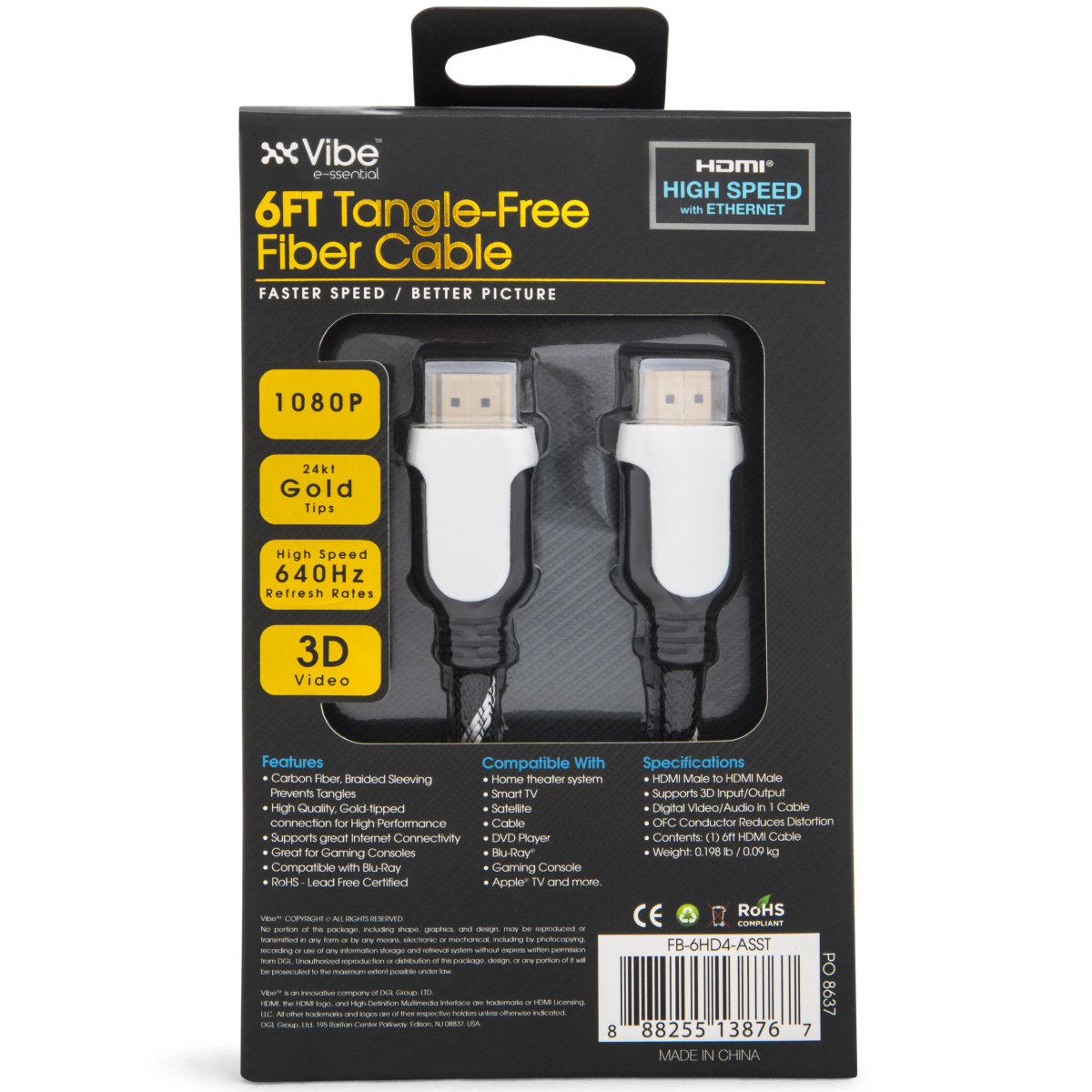 6ft Hdmi Tangle-Free Fiber Cable