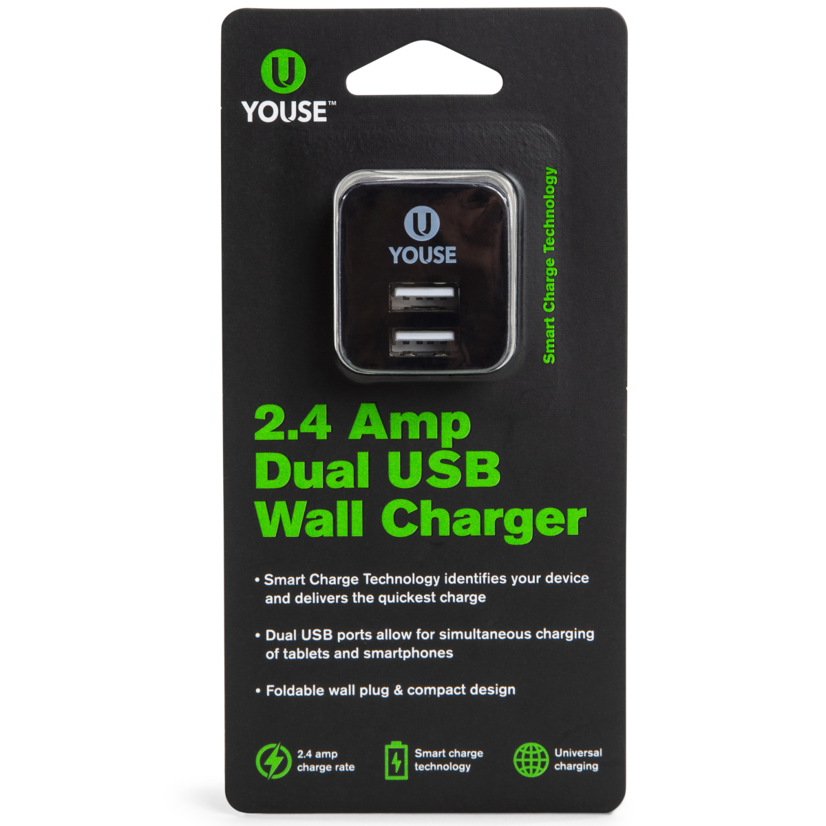U Youse™ 2.4 Amp Dual USB Wall Charger