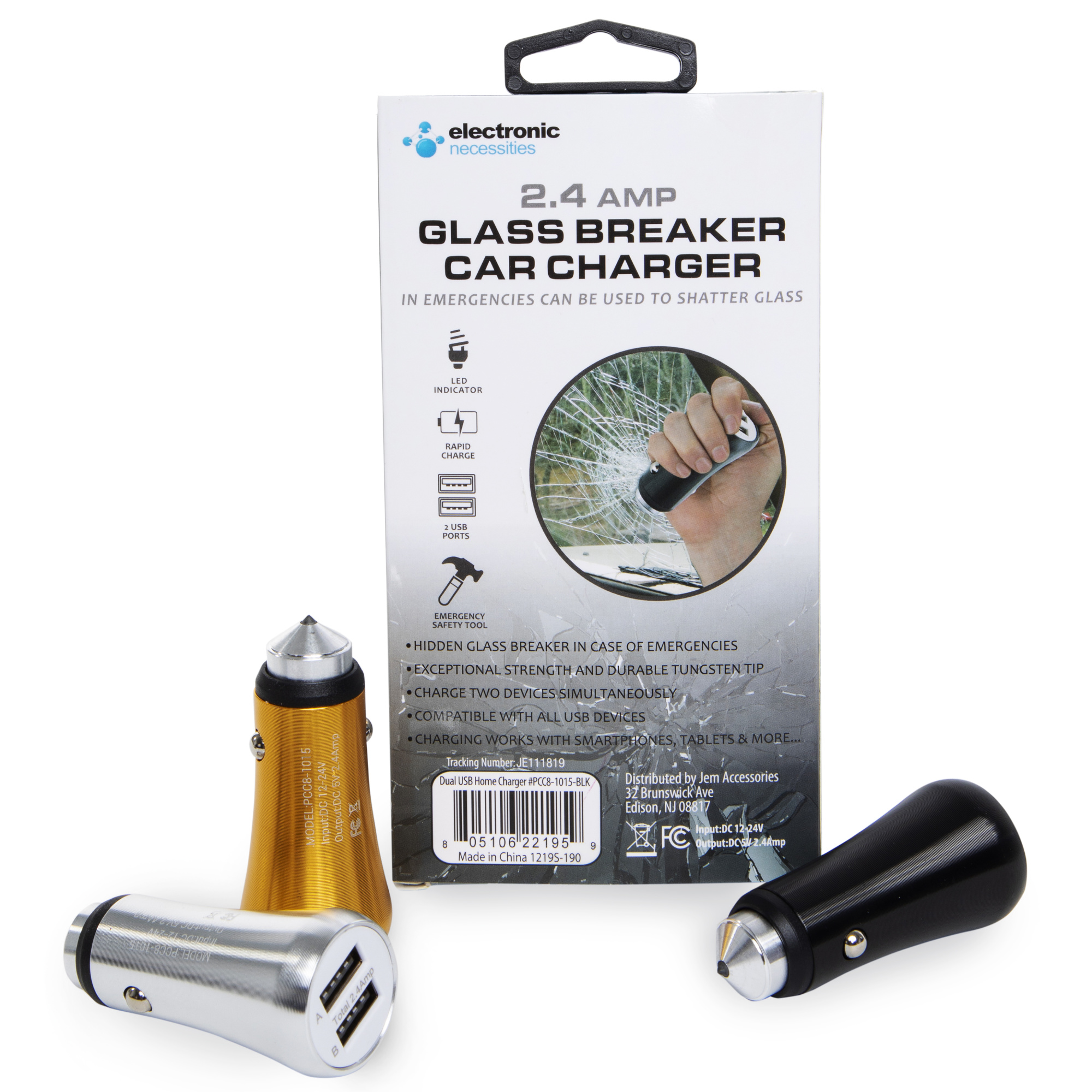 Glass Breaker Car Charger 2.4Amp