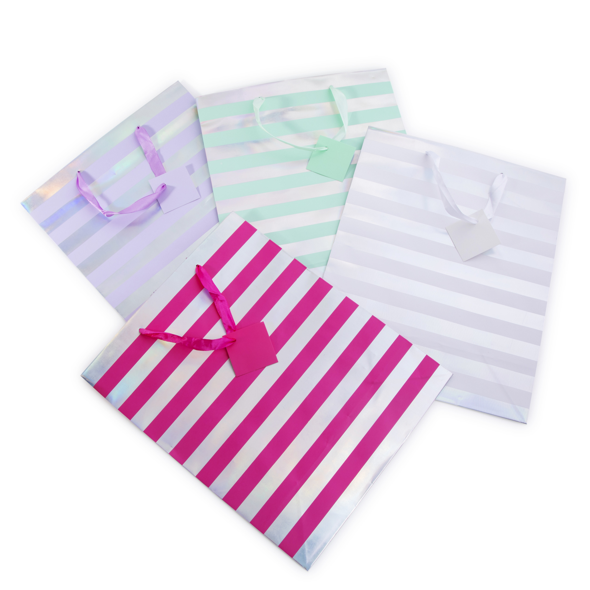 Large Holographic Striped Gift Bag 12.75in