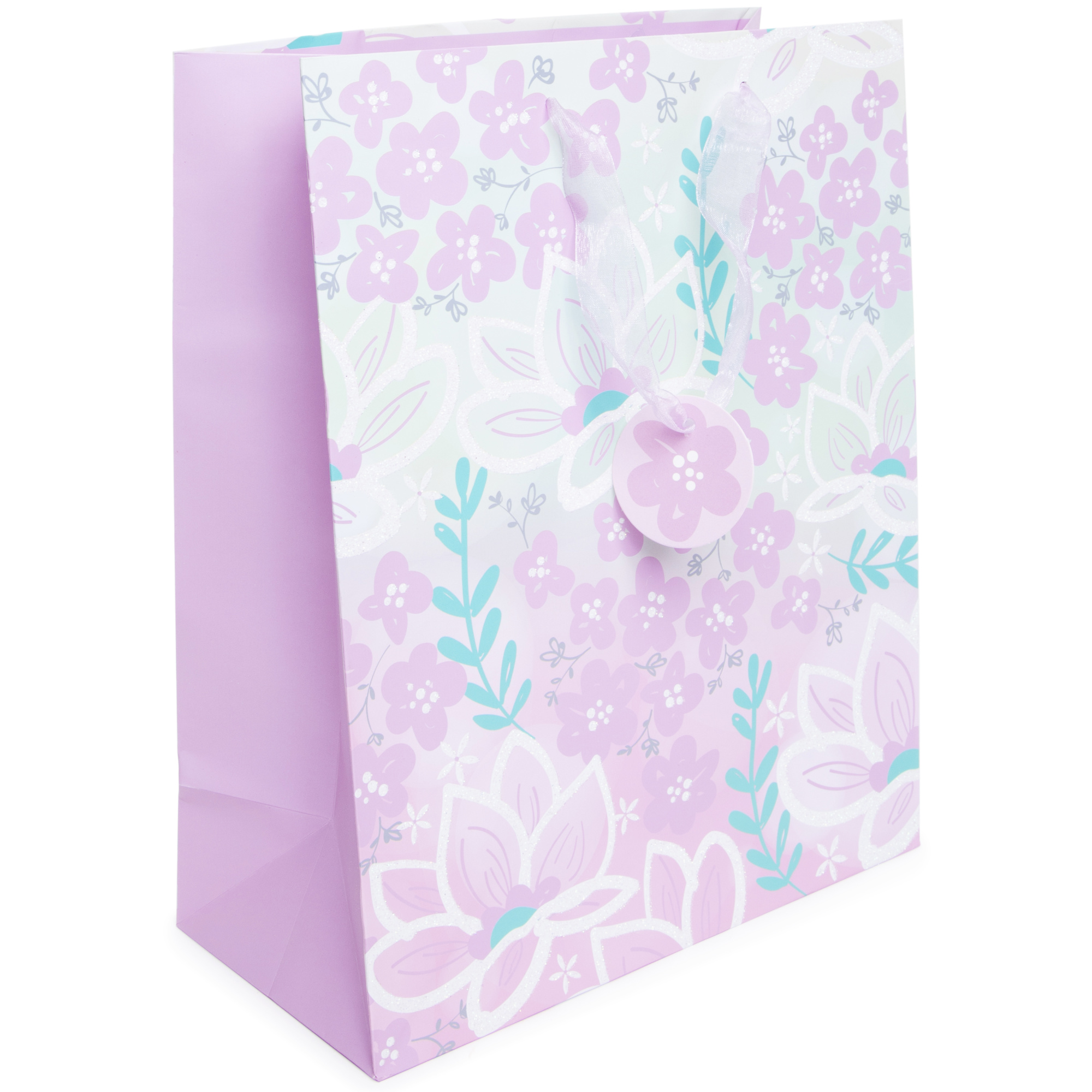 Floral Glitter Gift Bags 10in x 13in