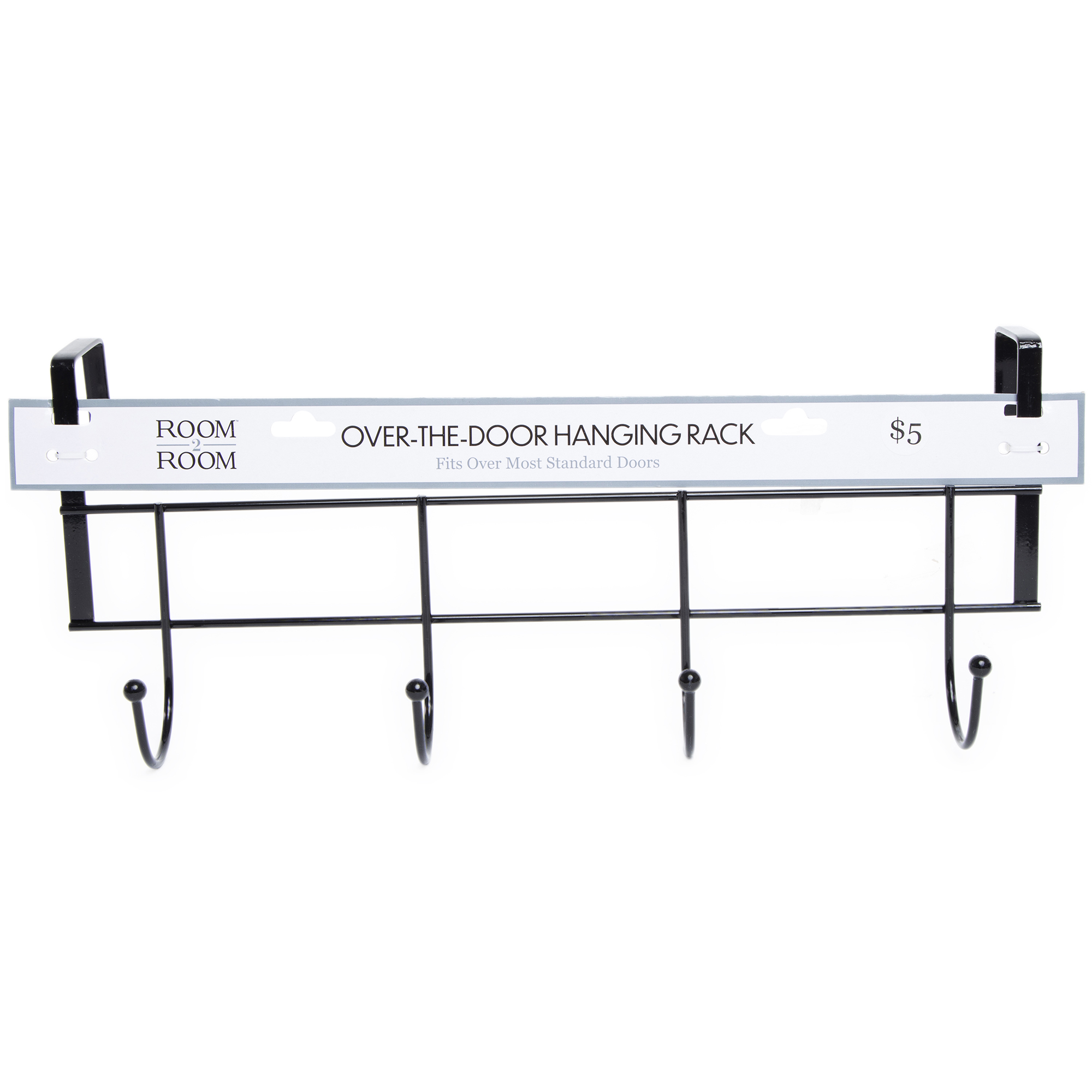 4 Hook Over-The-Door Hanging Rack 16in x 6.5in