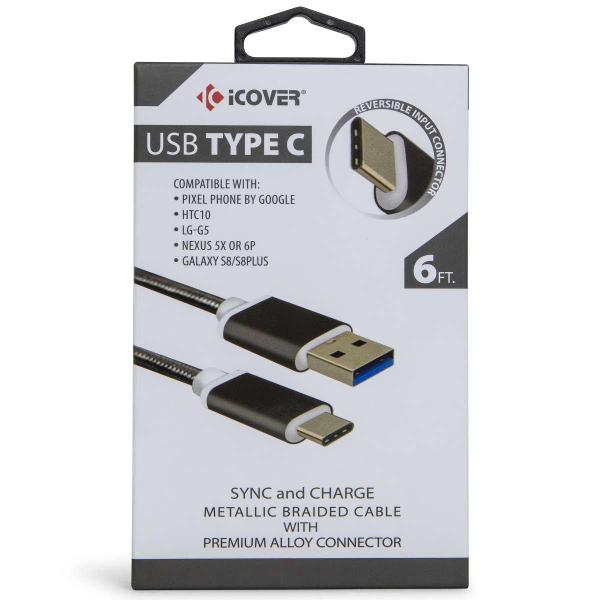 USB To Type-C Metal Braided Sync & Charge Cable 6ft