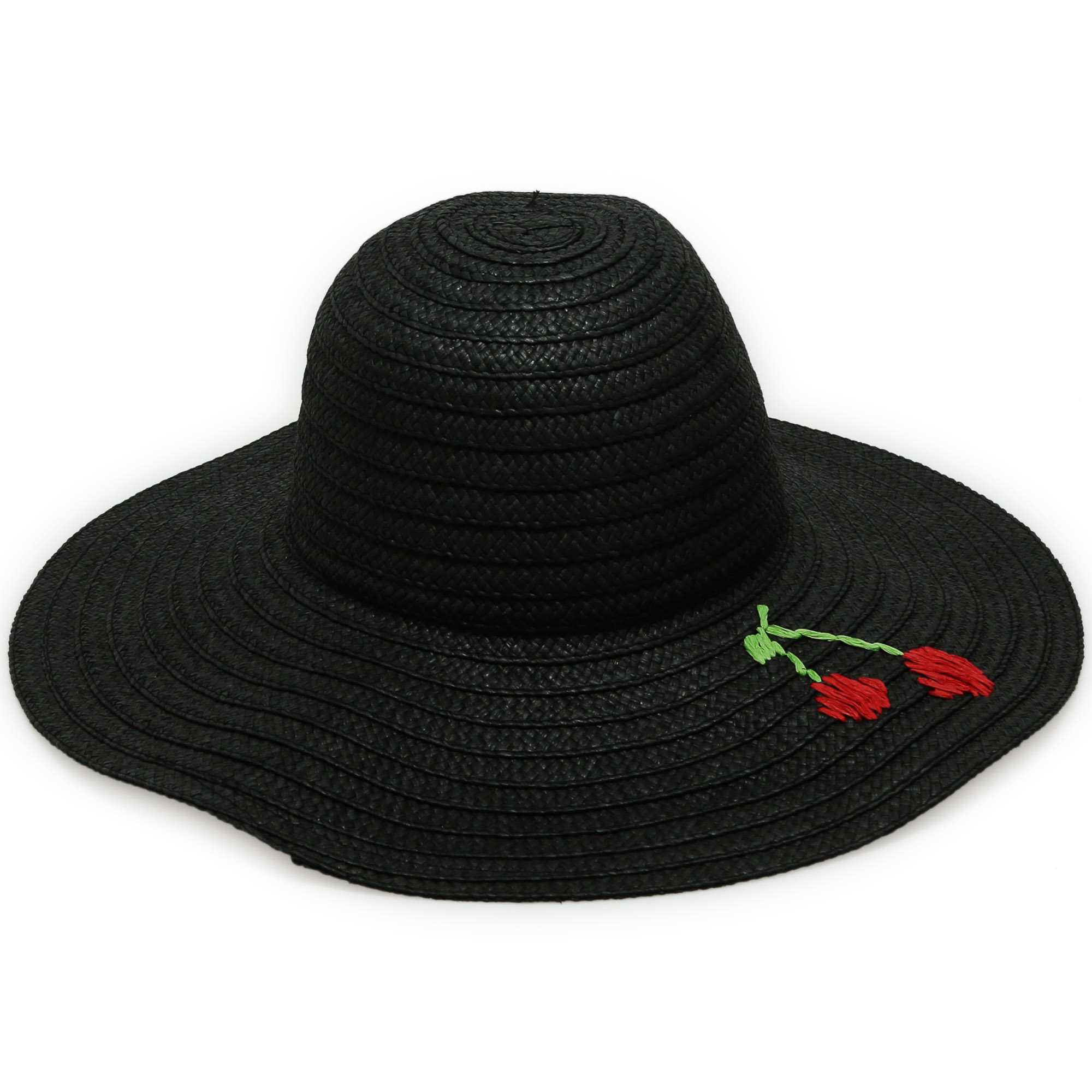 Juniors Raffia Woven Sun Hat w/ Embroidery