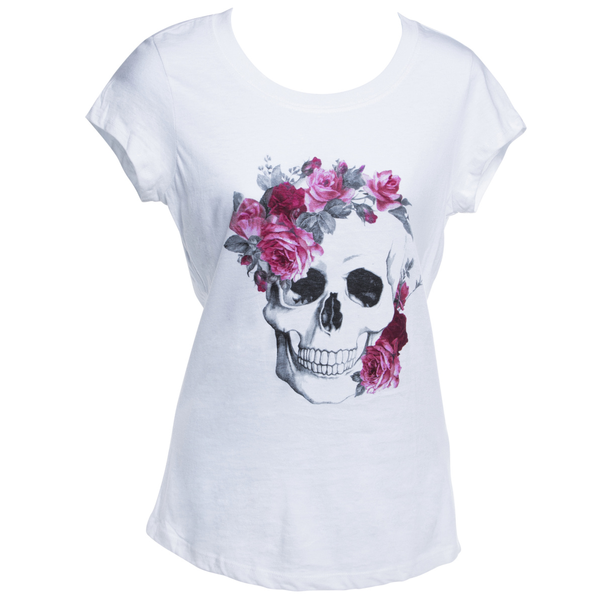 Juniors Floral Skull Tee