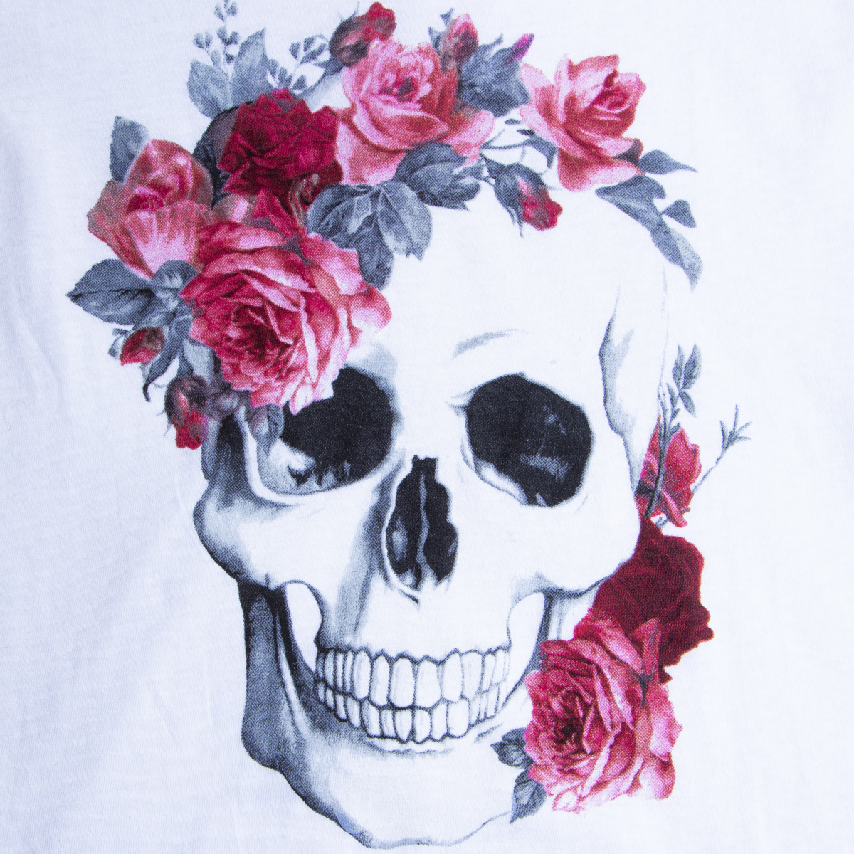 Juniors Floral Skull Tee