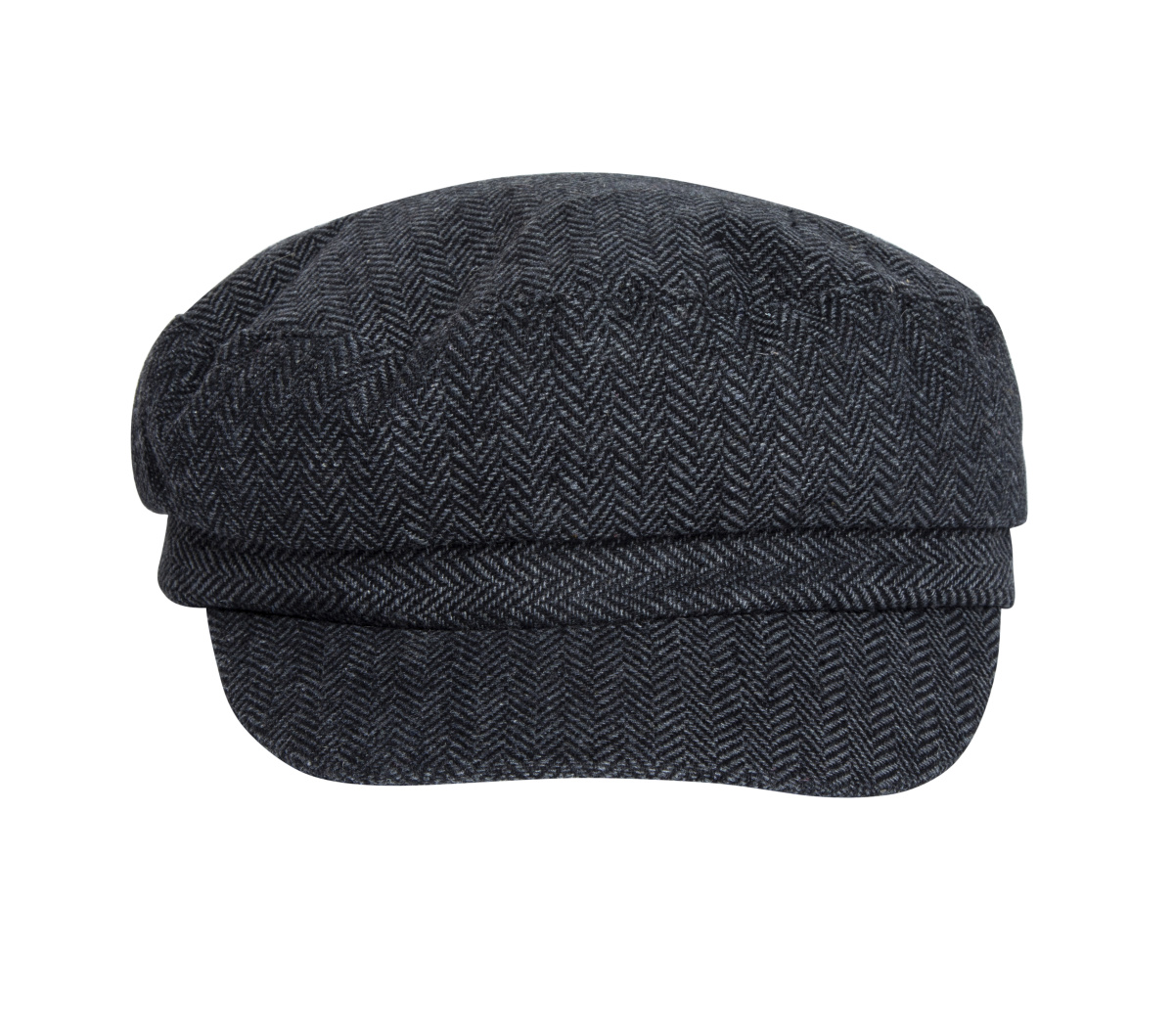 Black Herringbone Cabbie Hat