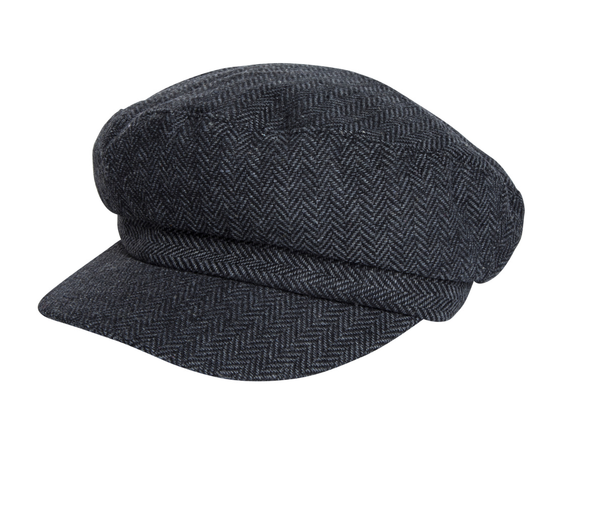 Black Herringbone Cabbie Hat