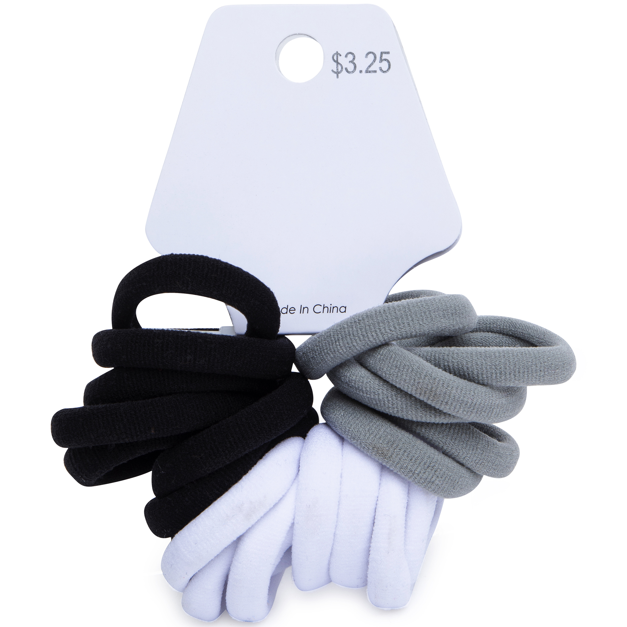 Seamless Ponytail Holders -Black, White & Gray Multipack