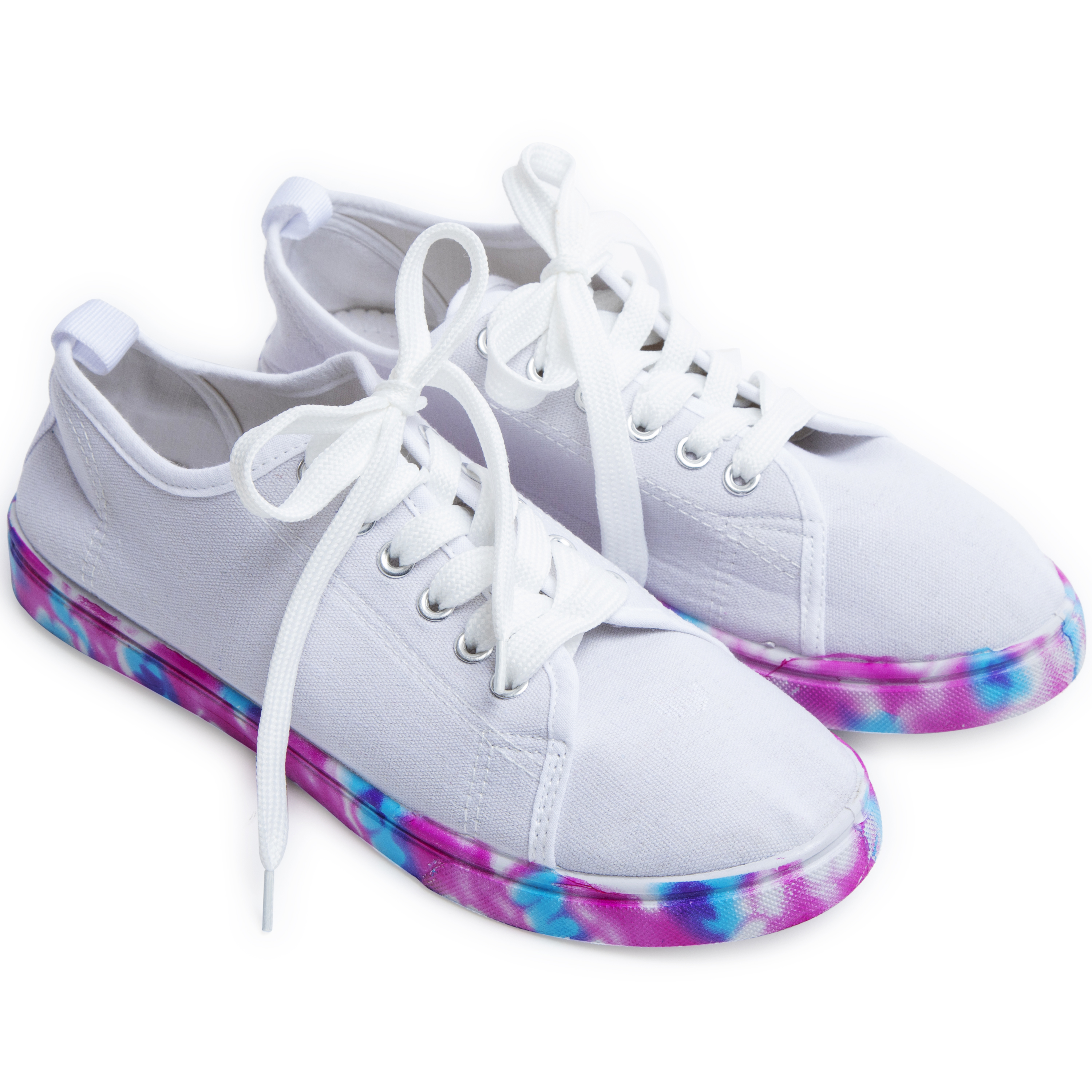 Ladies White Sneakers w/ Tie-Dye Sole