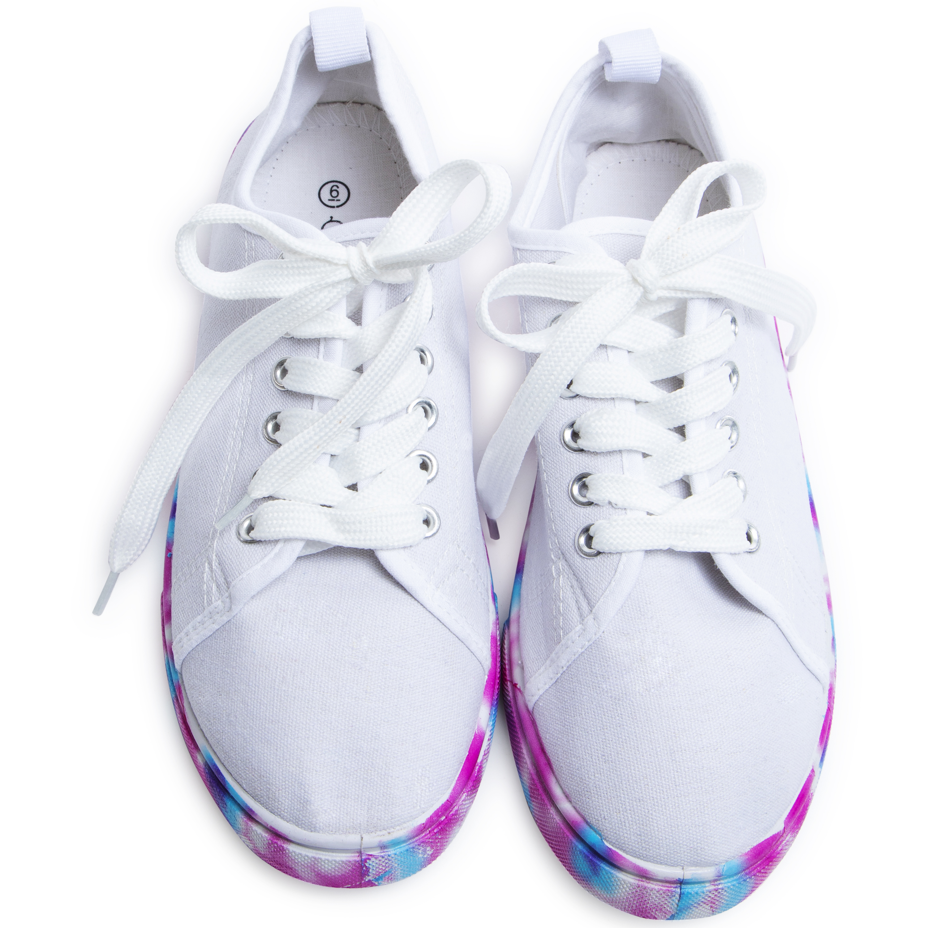 Ladies White Sneakers w/ Tie-Dye Sole