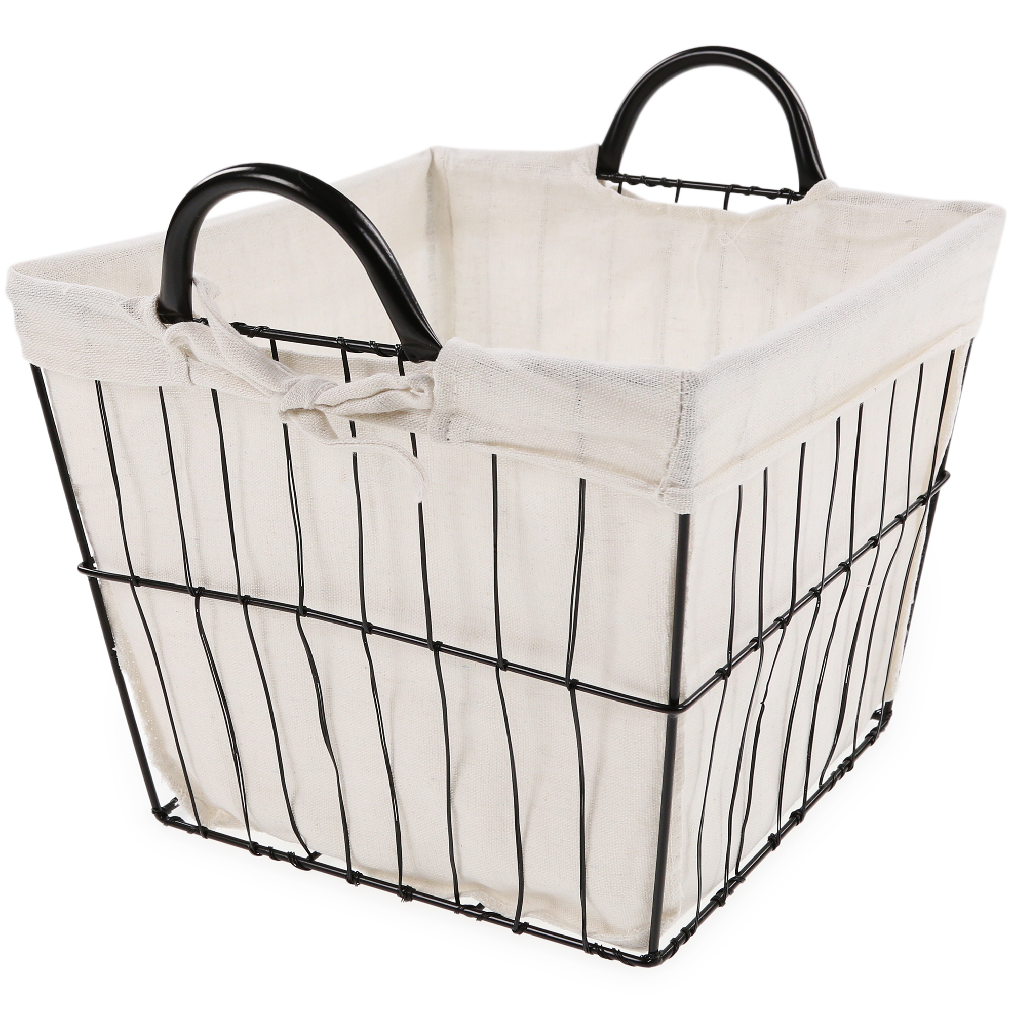 Wire Storage Bin Basket w/ Fabric Liner 11in