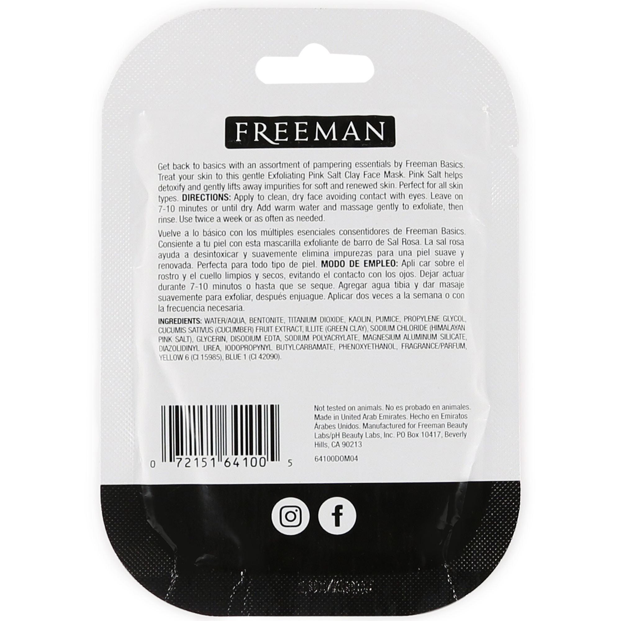 Freeman® Basics Exfoliating Pink Salt Clay Face Mask Single