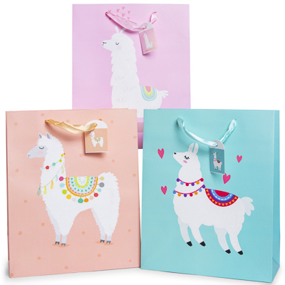Glitter Llama Gift Bag 12.5in x 10in