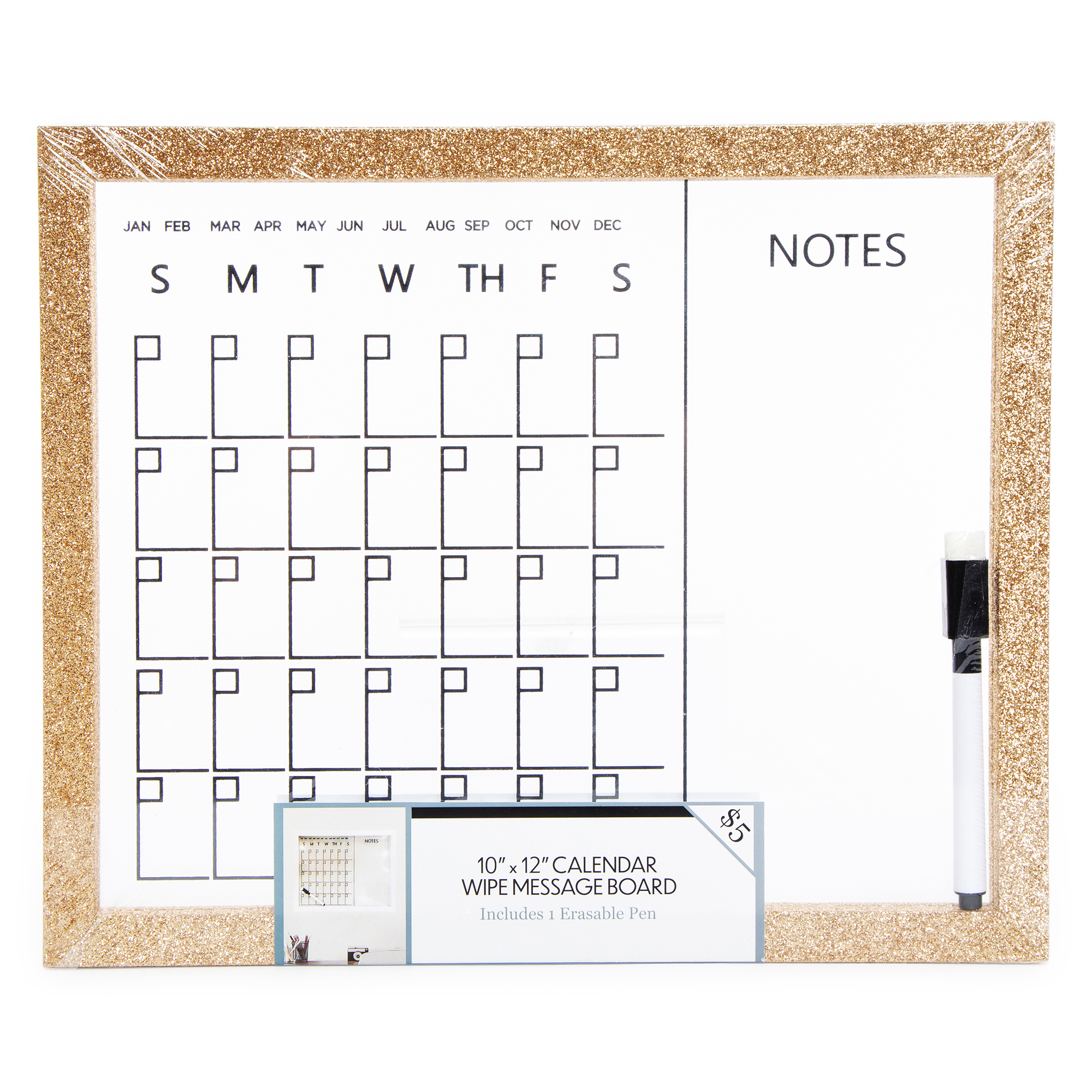 Framed Glass Dry Erase Calendar 10in x 12in