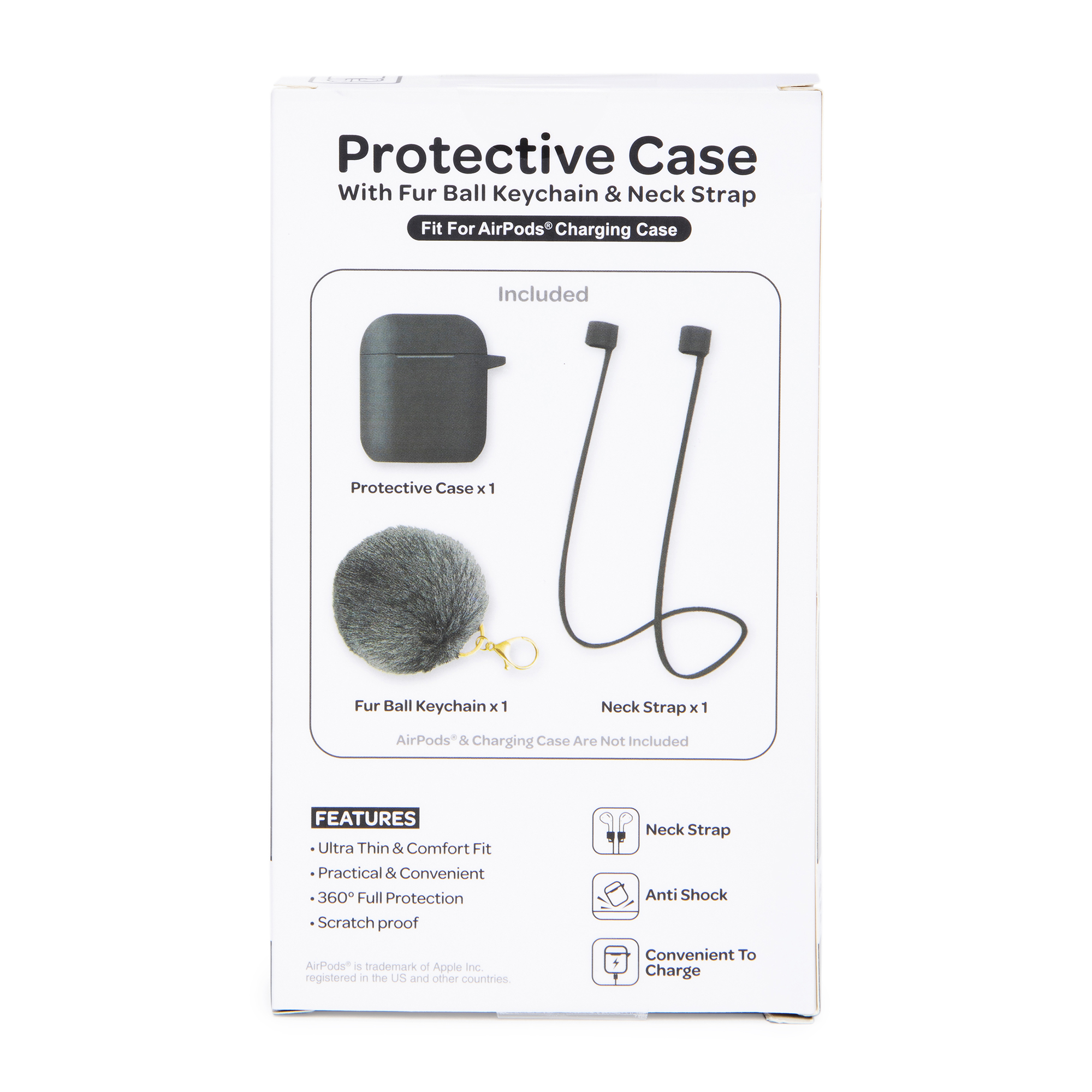 Protective Case For Apple Airpods® w/ Faux Fur Pom & Keychain