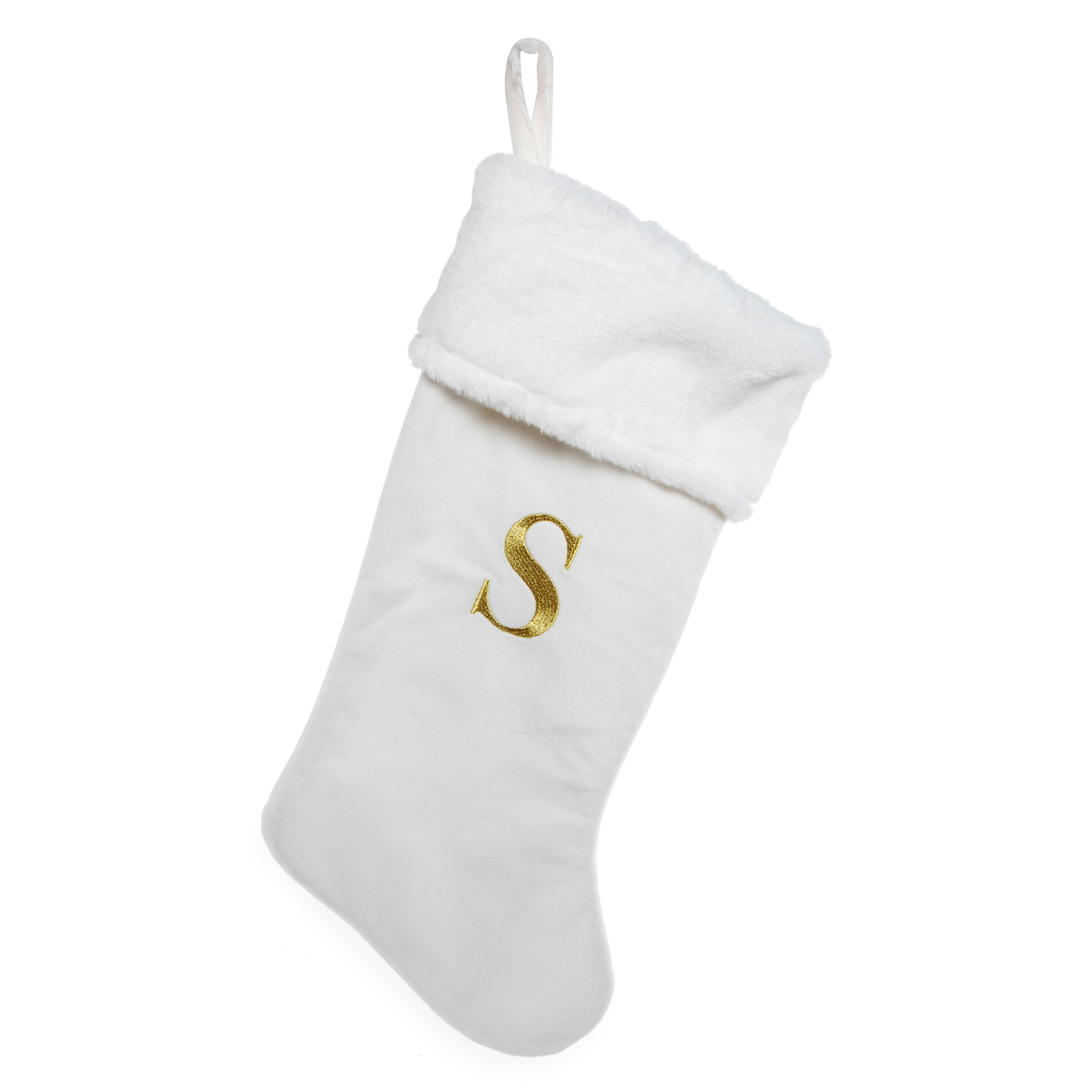 Cream Monogram Christmas Stocking 20in- S