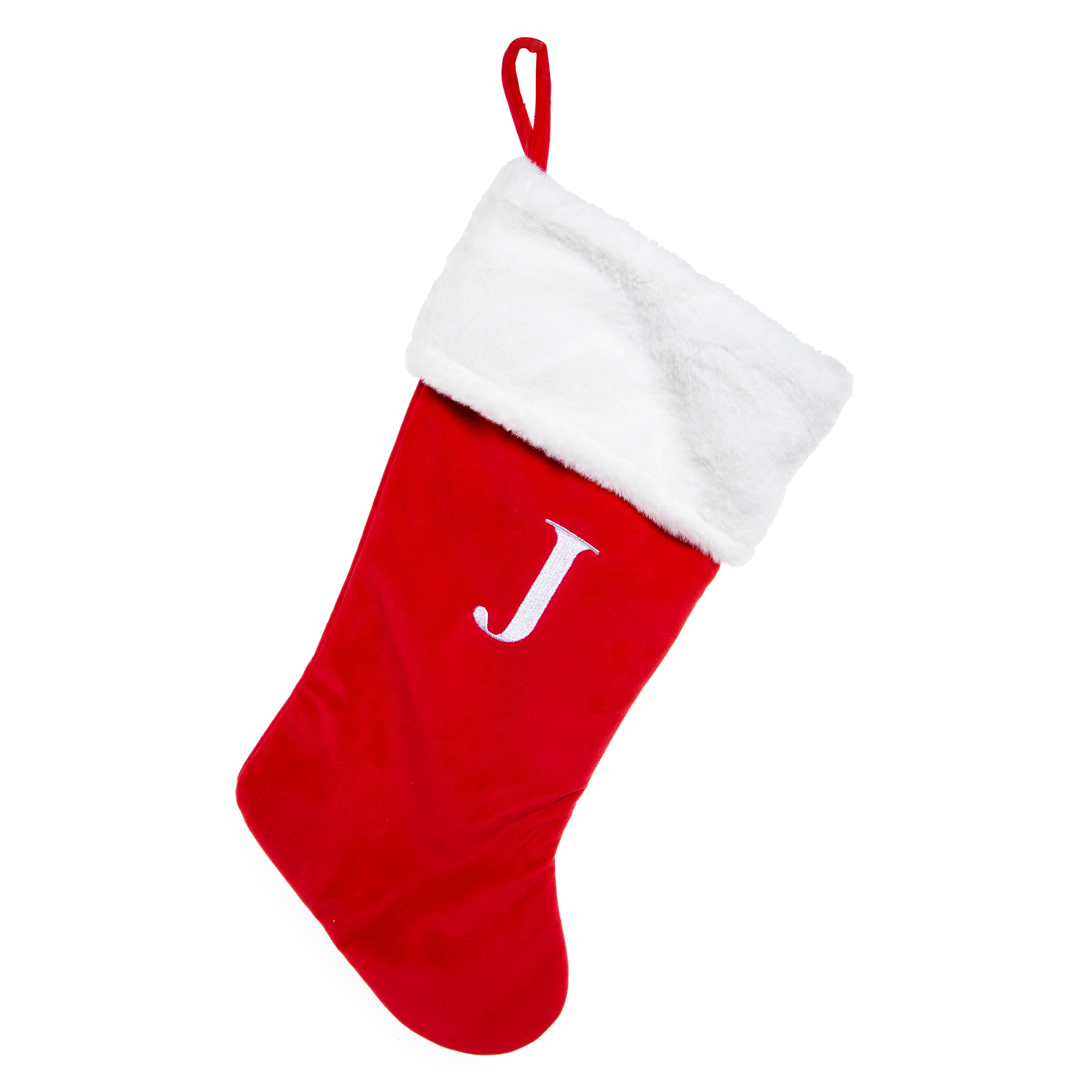 Red Monogram Christmas Stocking 20in