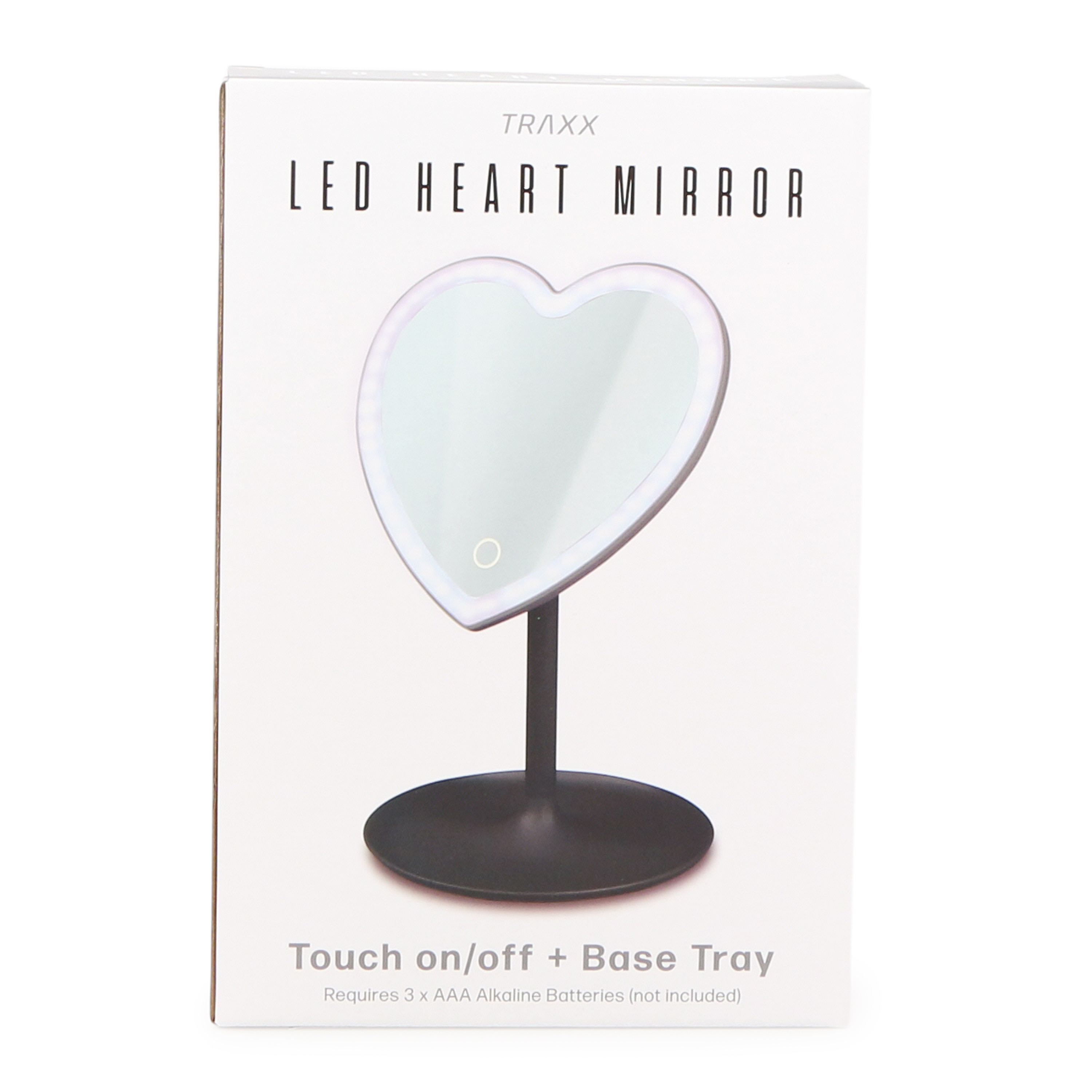 LED Heart Makeup Mirror w/ Touch Light & Tray Stand