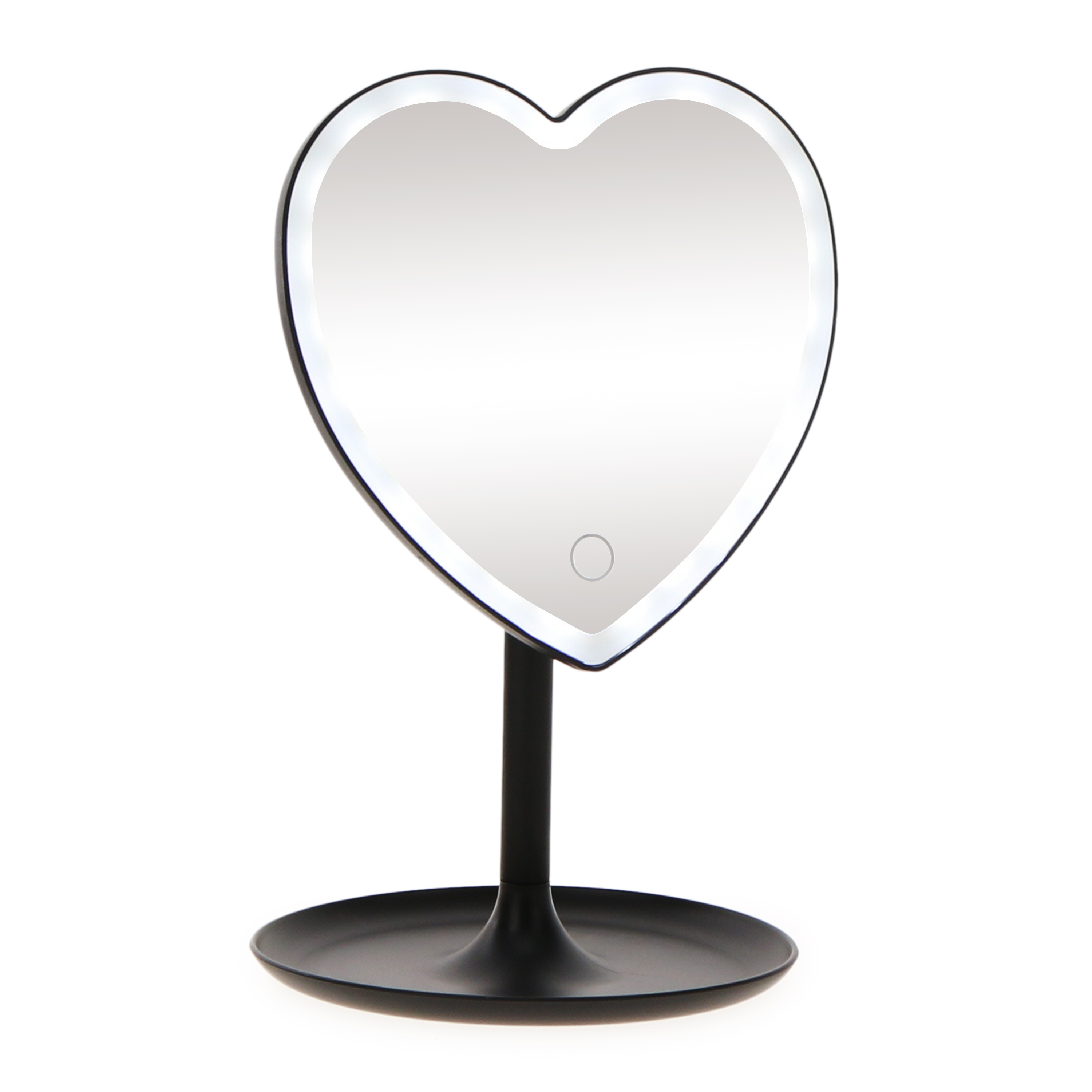 LED Heart Makeup Mirror w/ Touch Light & Tray Stand