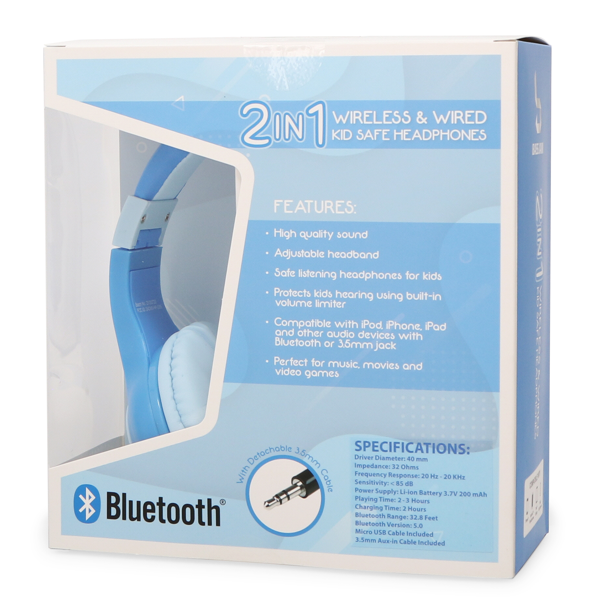 2-in-1 Bluetooth® & Aux-in Kid-Safe Headphones