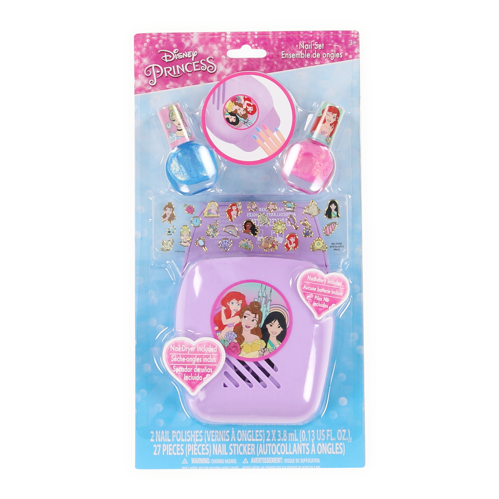Disney Princess Nail Set w/ Nail Dryer, Polish & Stickers