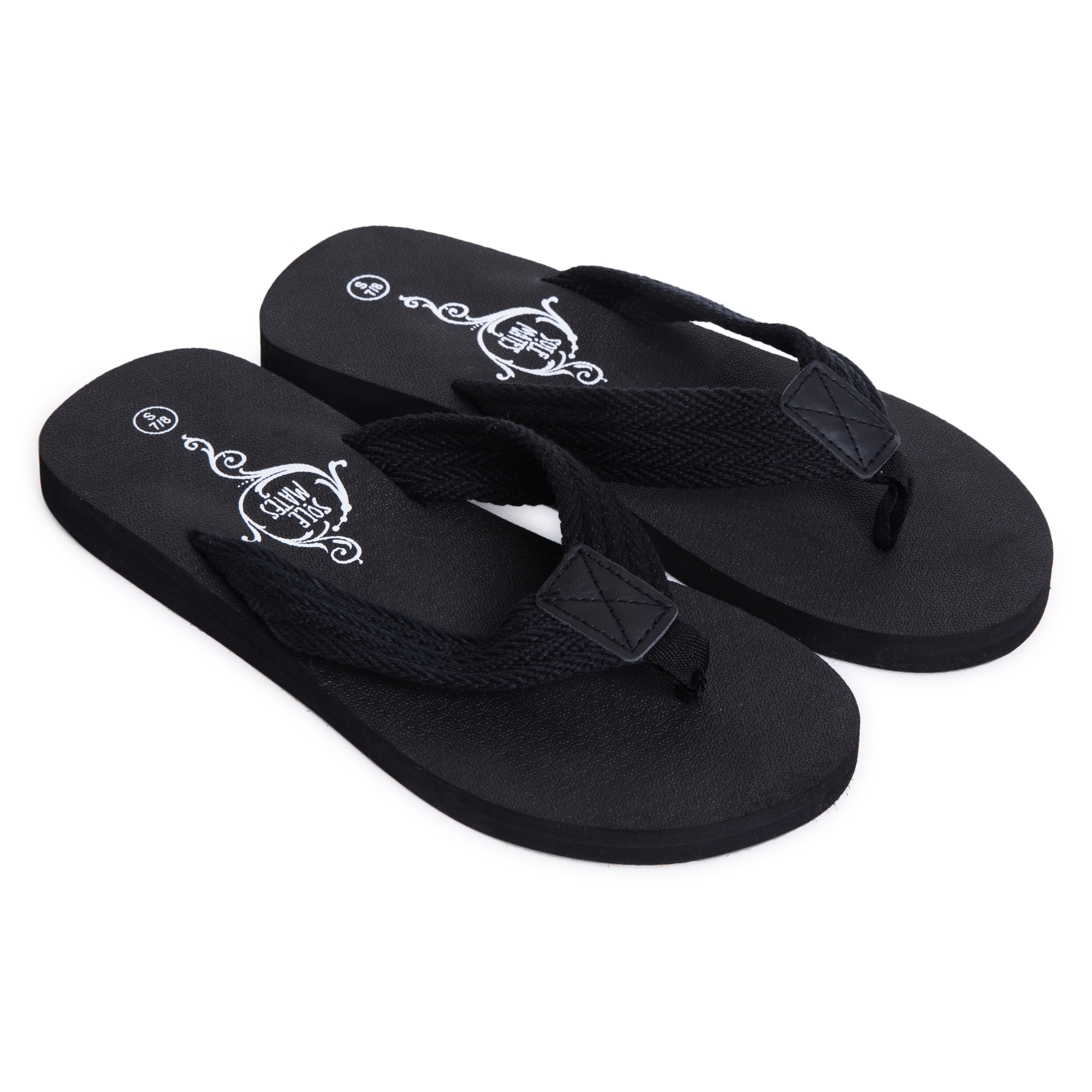 Men's Woven Cotton Flip Flops - Black