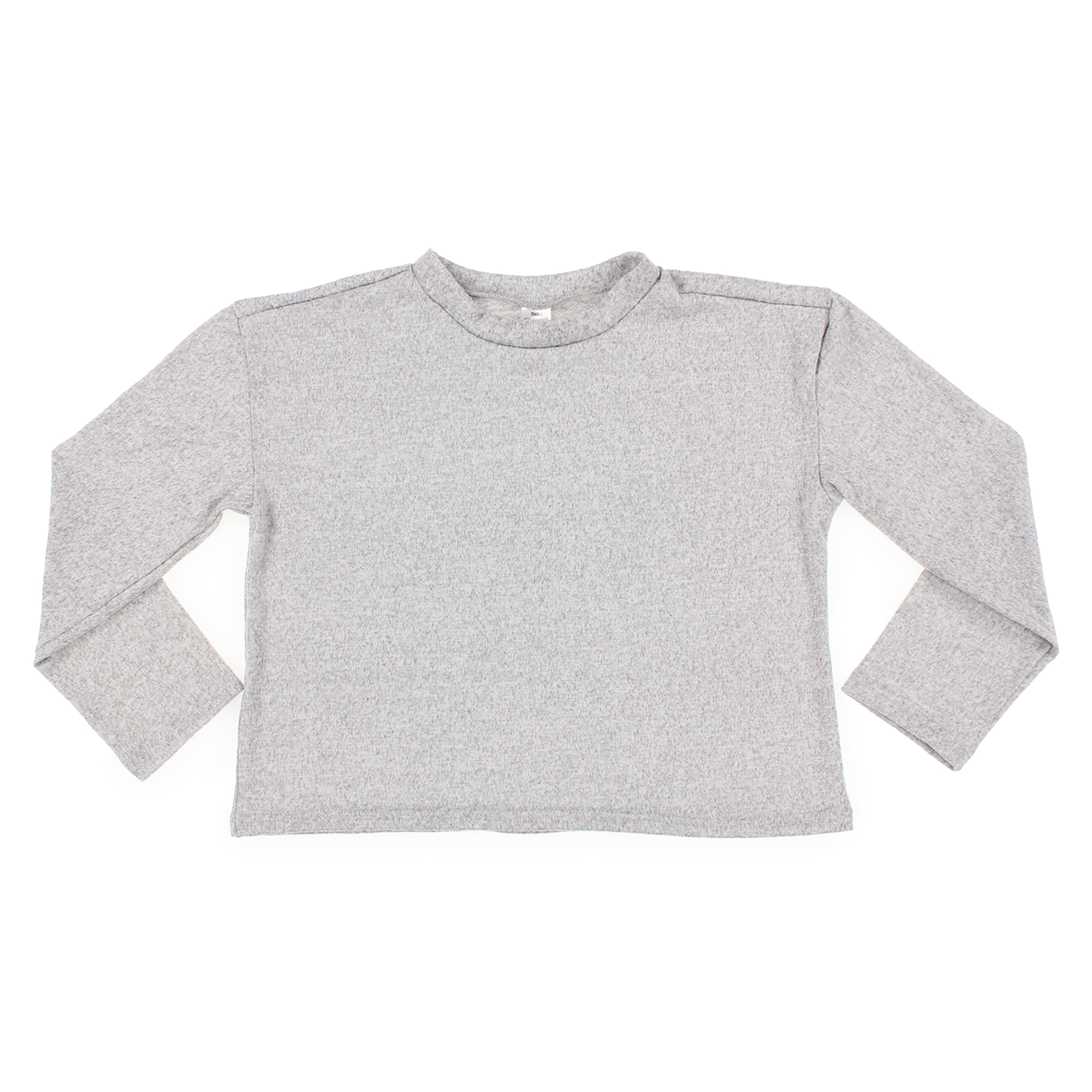 Juniors Brush Knit Crop Top - Light Heather Gray