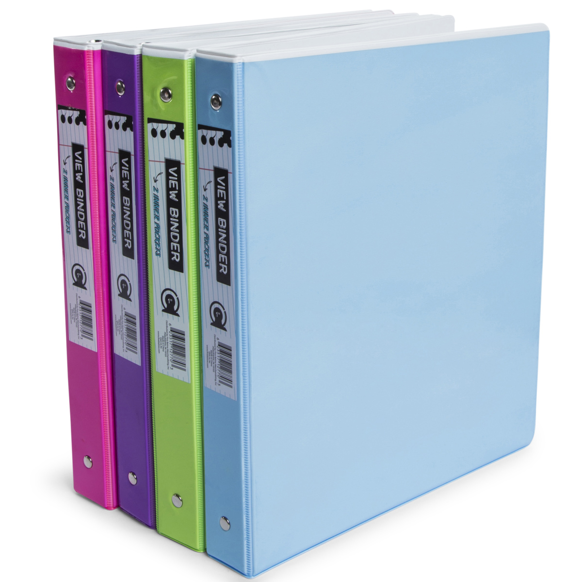 Neon Clear View 3-Ring Binder w/ Pockets 1in